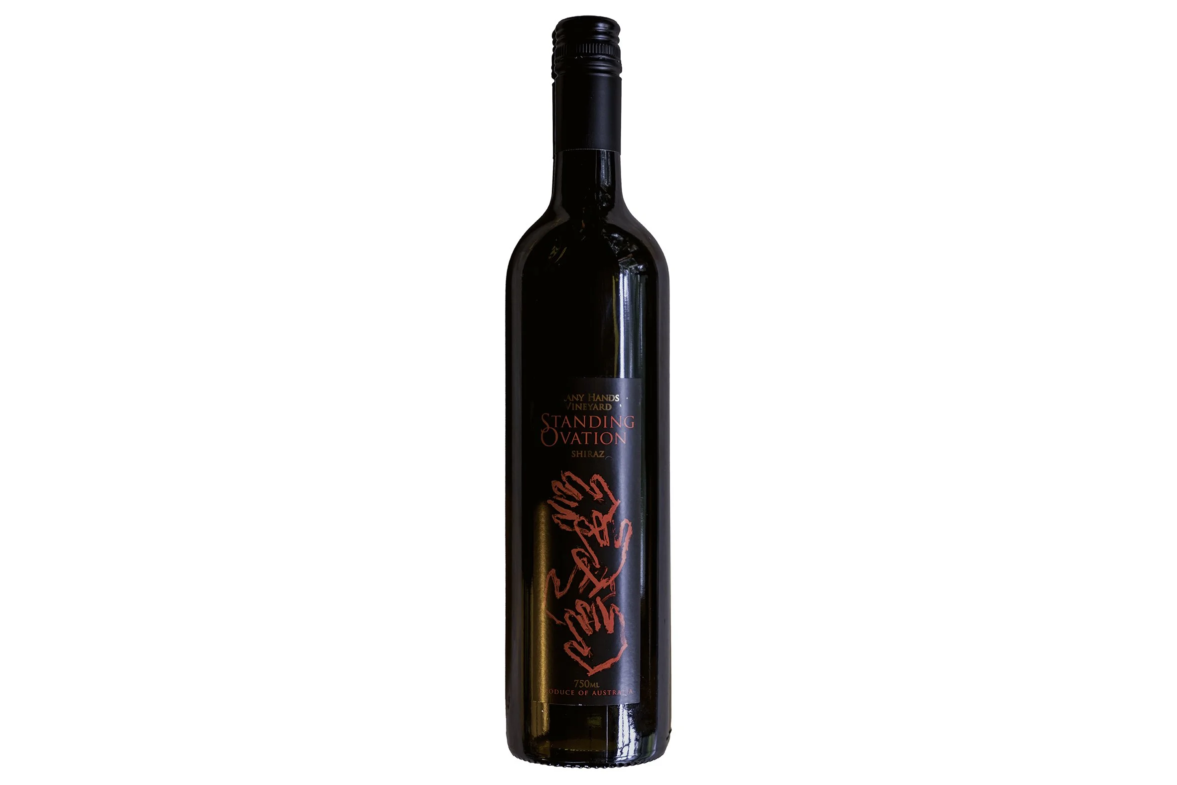 Bottle of Standing Ovation Many Hands Vineyard Shiraz 2025.