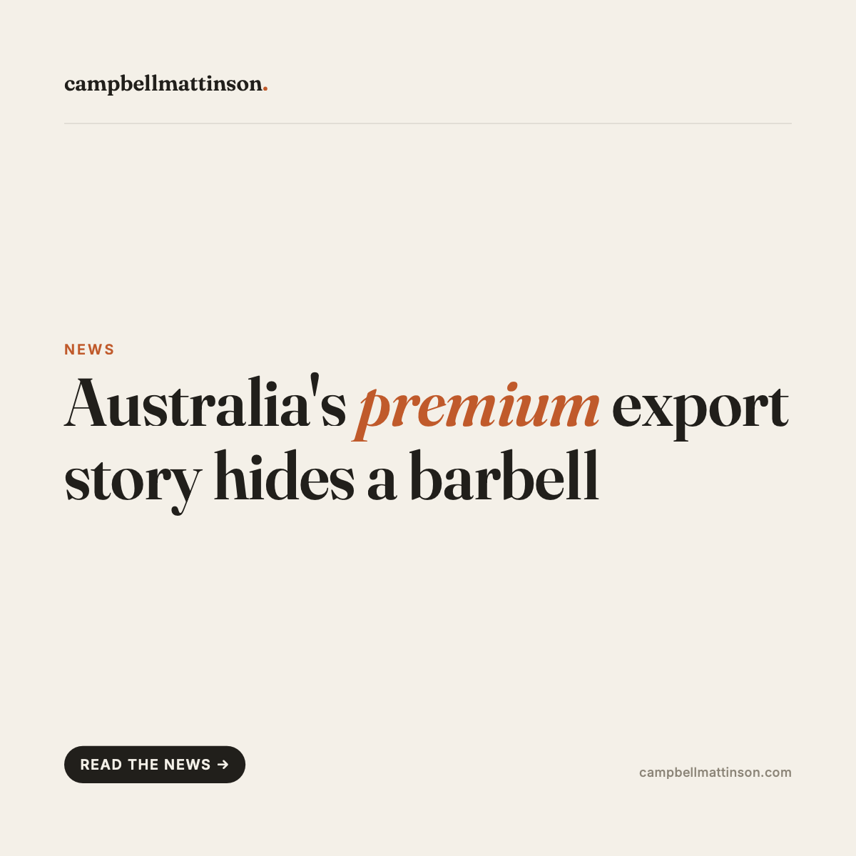 Australia's premium export story hides a barbell