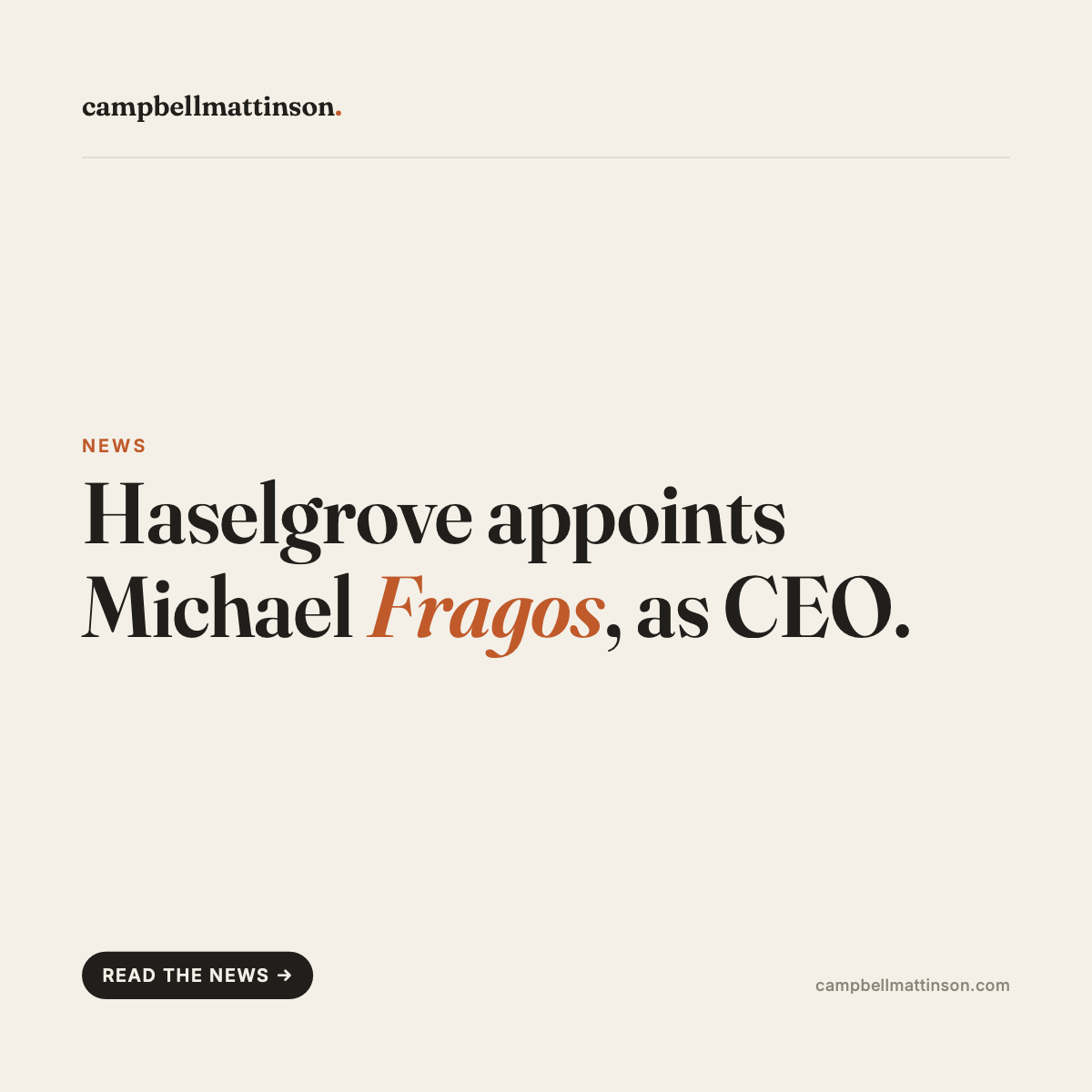 Fragos named CEO and chief winemaker at Haselgrove
