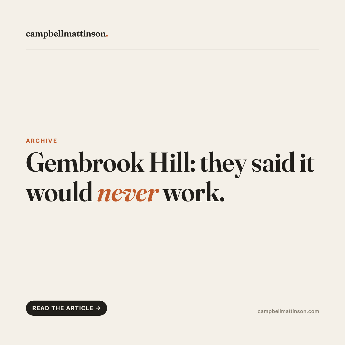 Gembrook Hill: They Said It Would Never Work