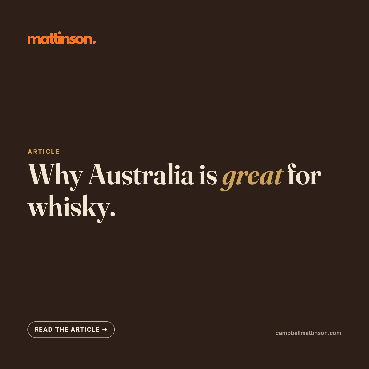 Why Australia Is Great for Whisky