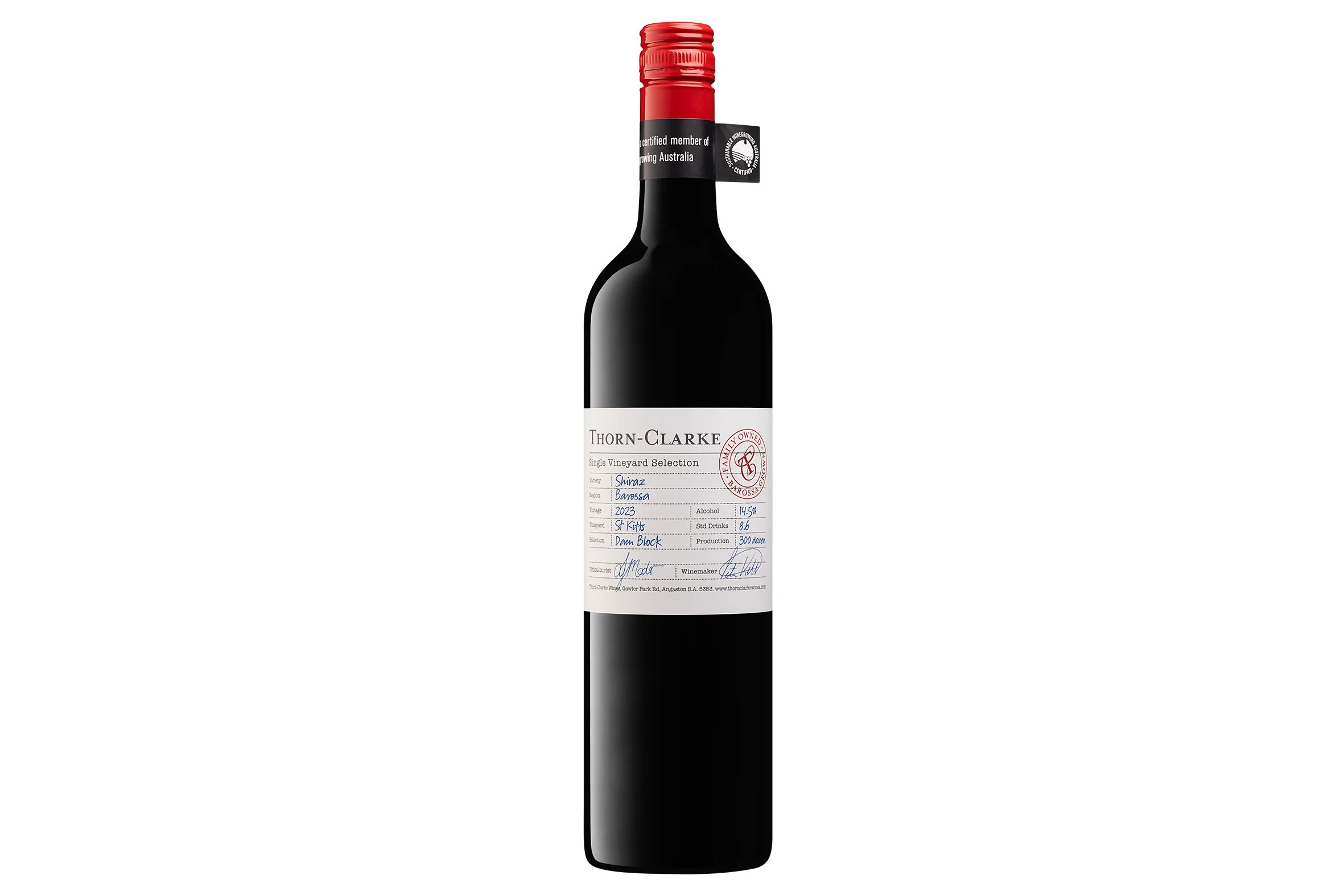 Bottle of Thorn-Clarke Single Vineyard Shiraz 2023.