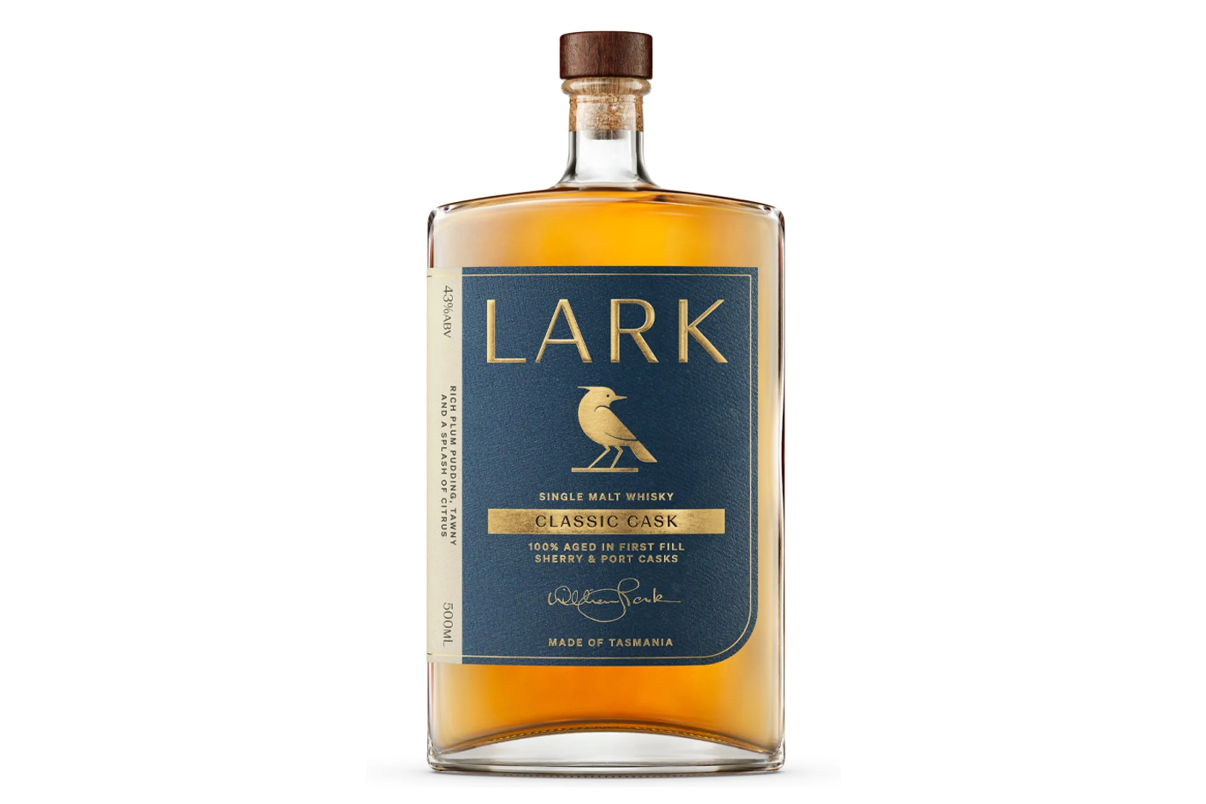 Bottle of Lark Classic Cask Single Malt Whisky.