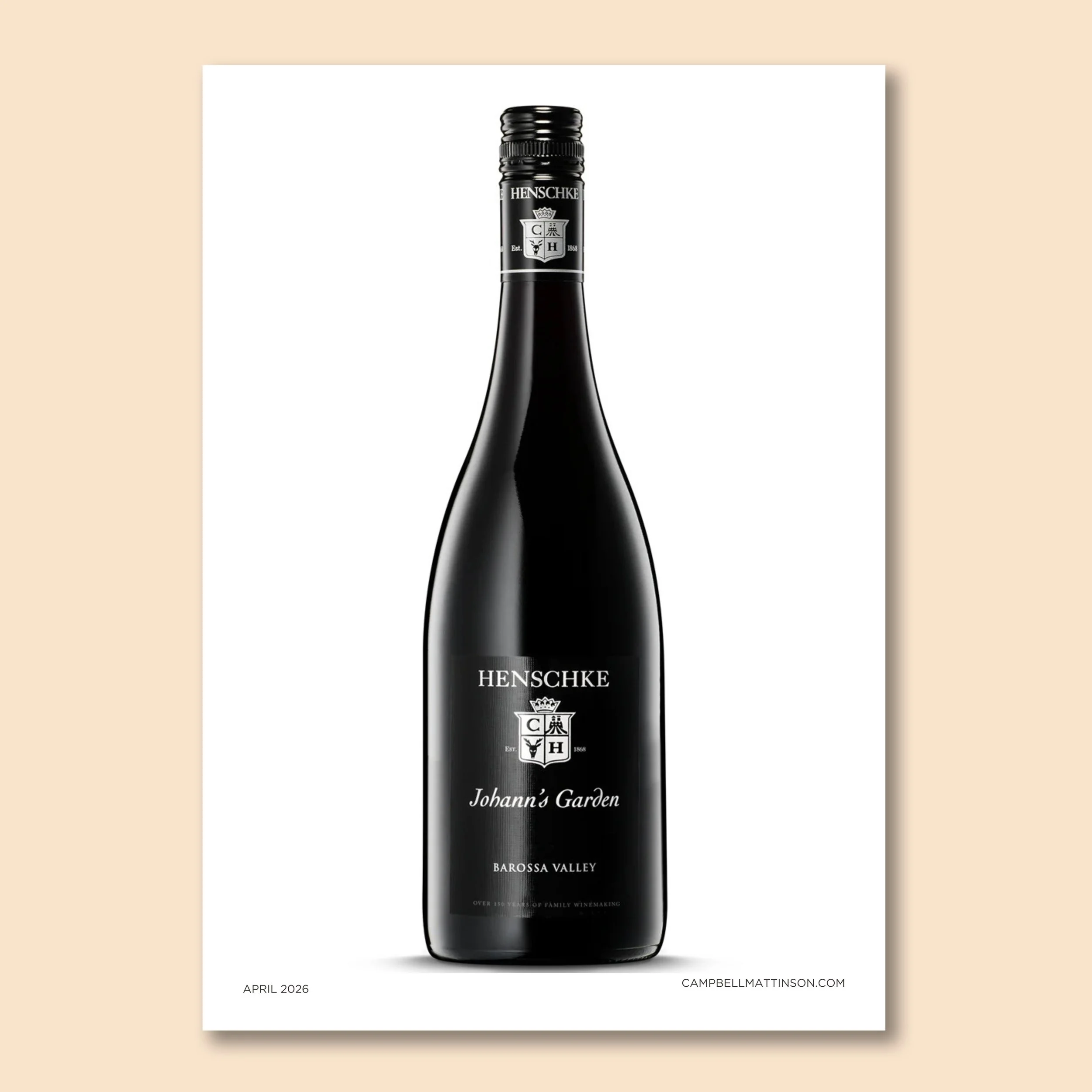 Bottle of Henschke Johann's Garden 2024 on the front cover of Mattinson Magazine.