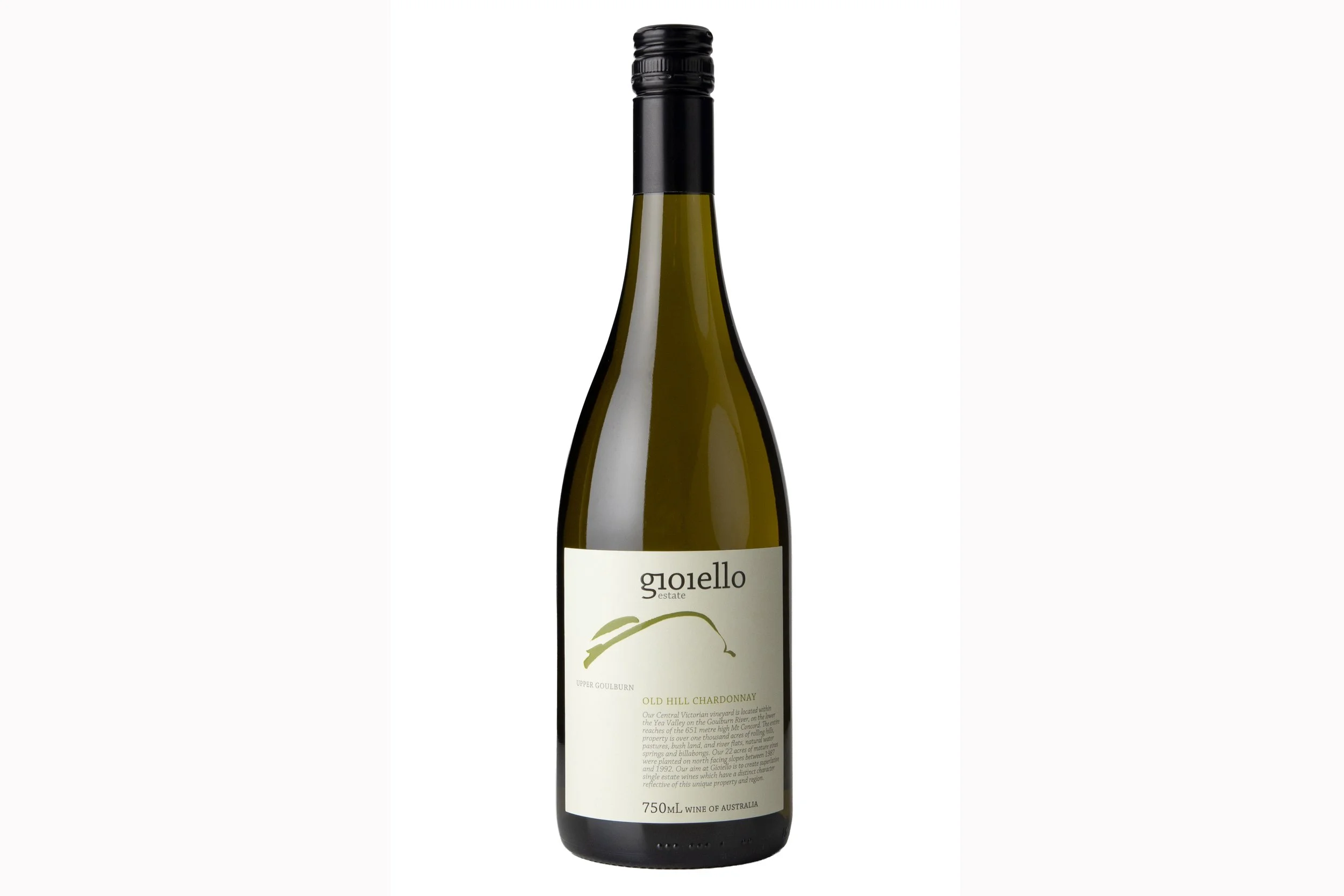 Bottle of Gioiello Old Hill Chardonnay 2025.