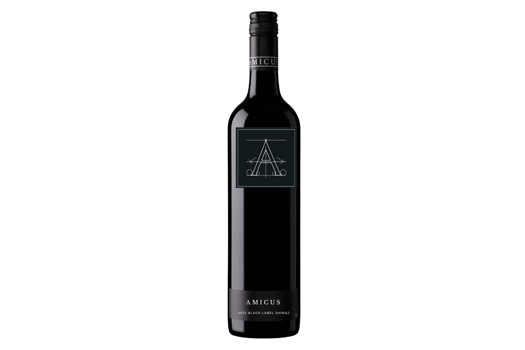 Bottle of Amicus Black Label Shiraz 2022.