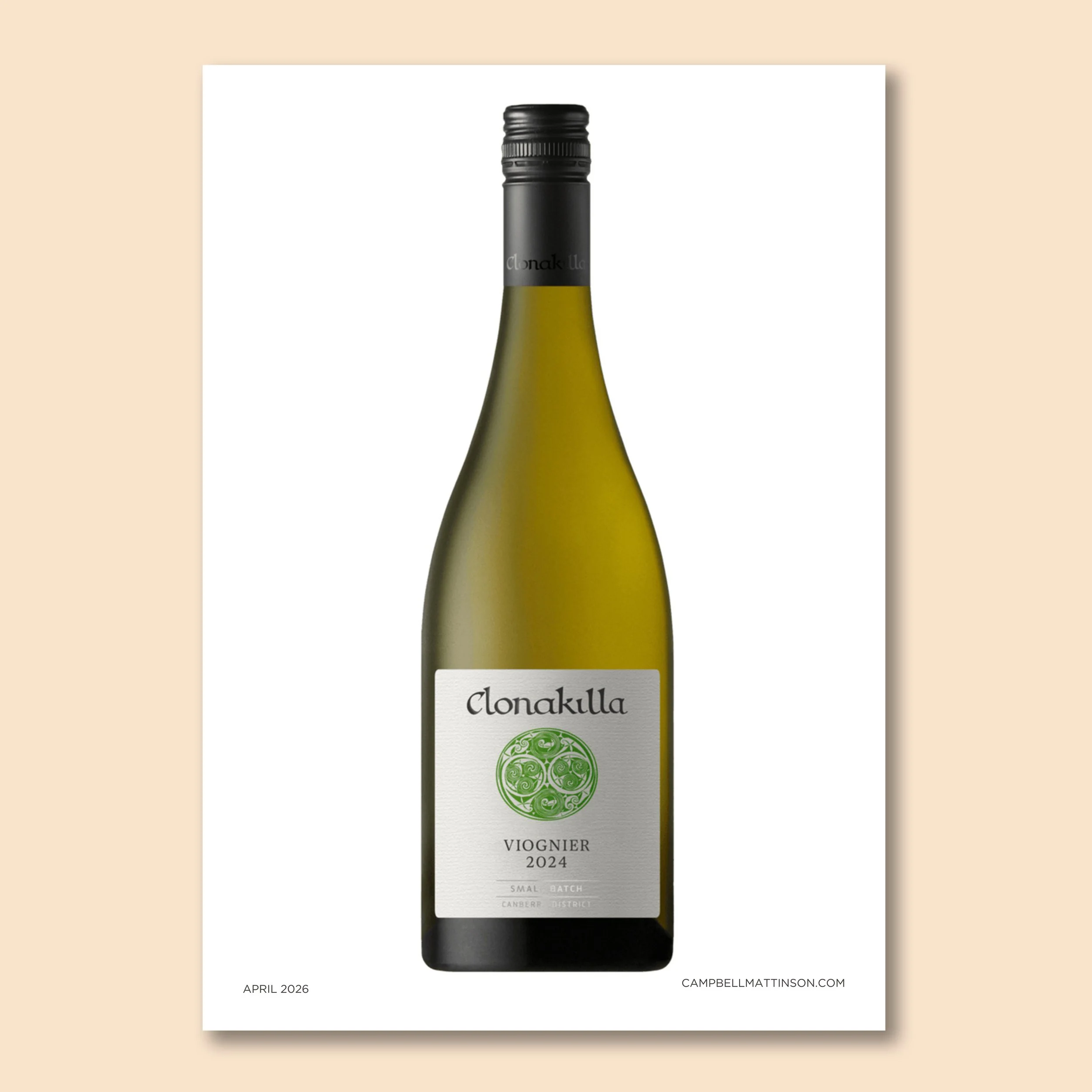 Front cover of Mattinson magazine featuring a bottle of Clonakilla Viognier 2025.