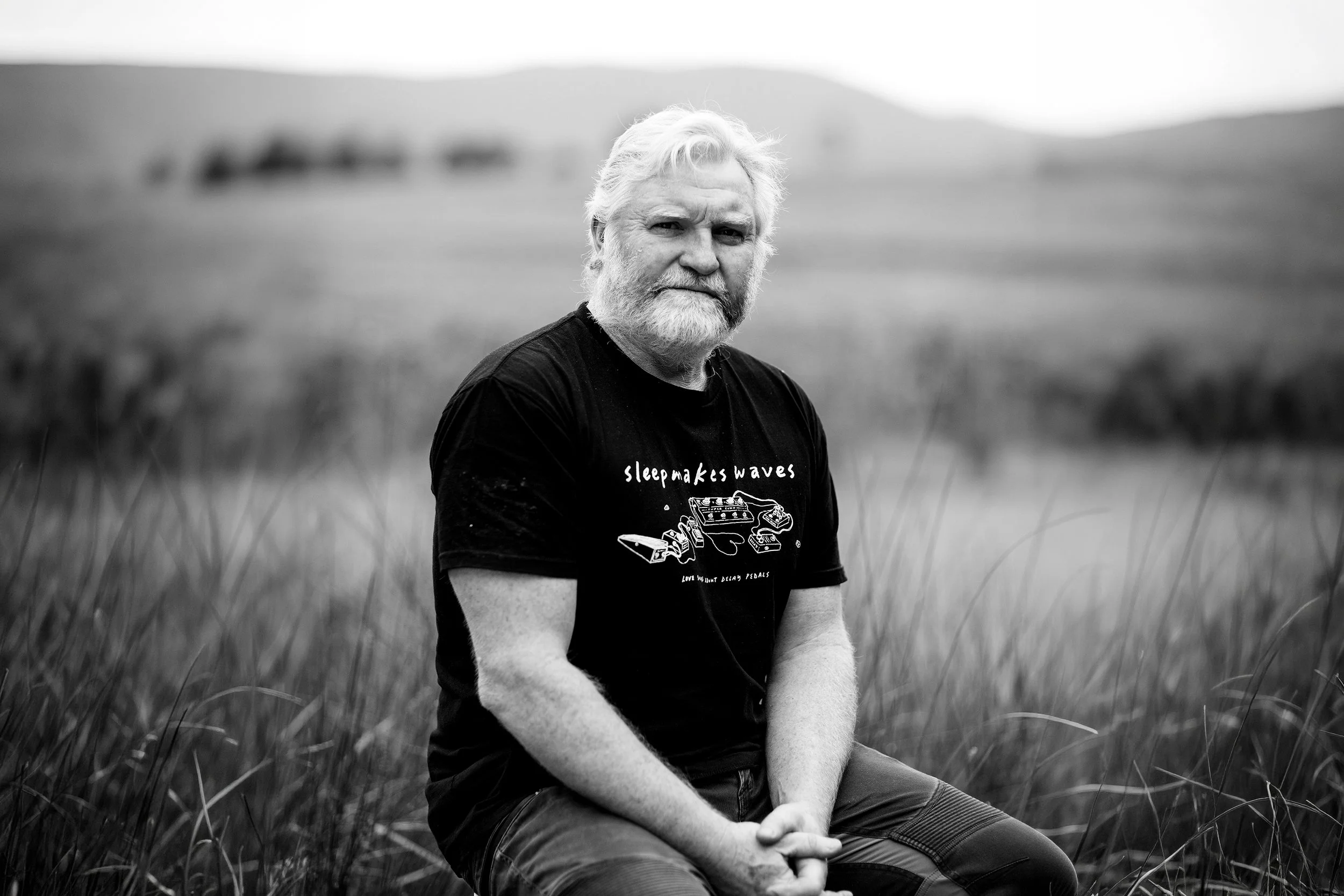 Black and white image of legendary winemaker David Bicknell, suddenly ex Oakridge wines in the Yarra Valley. Picture courtesy Oakridge wines.