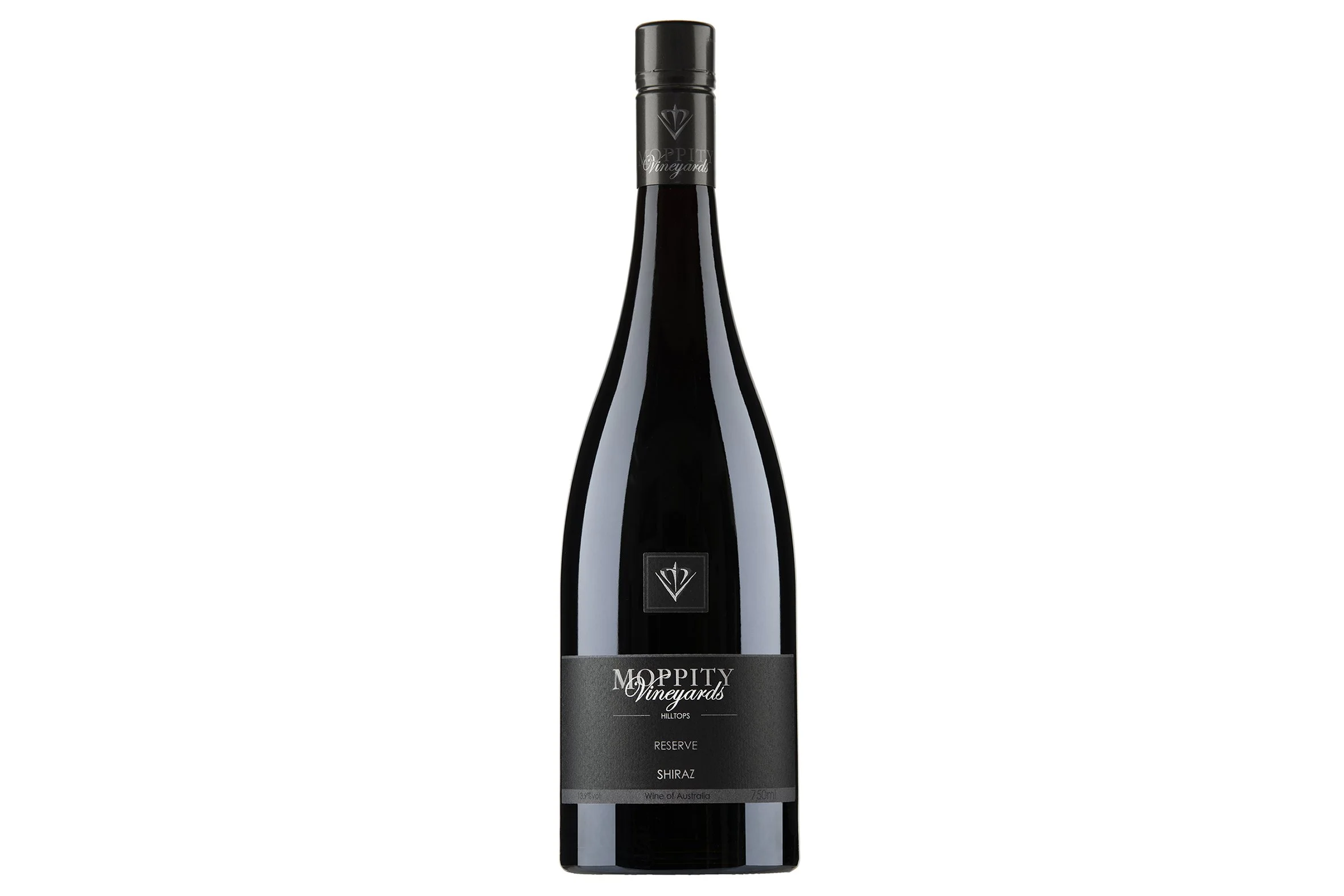Bottle of Moppity Reserve Shiraz 2018.