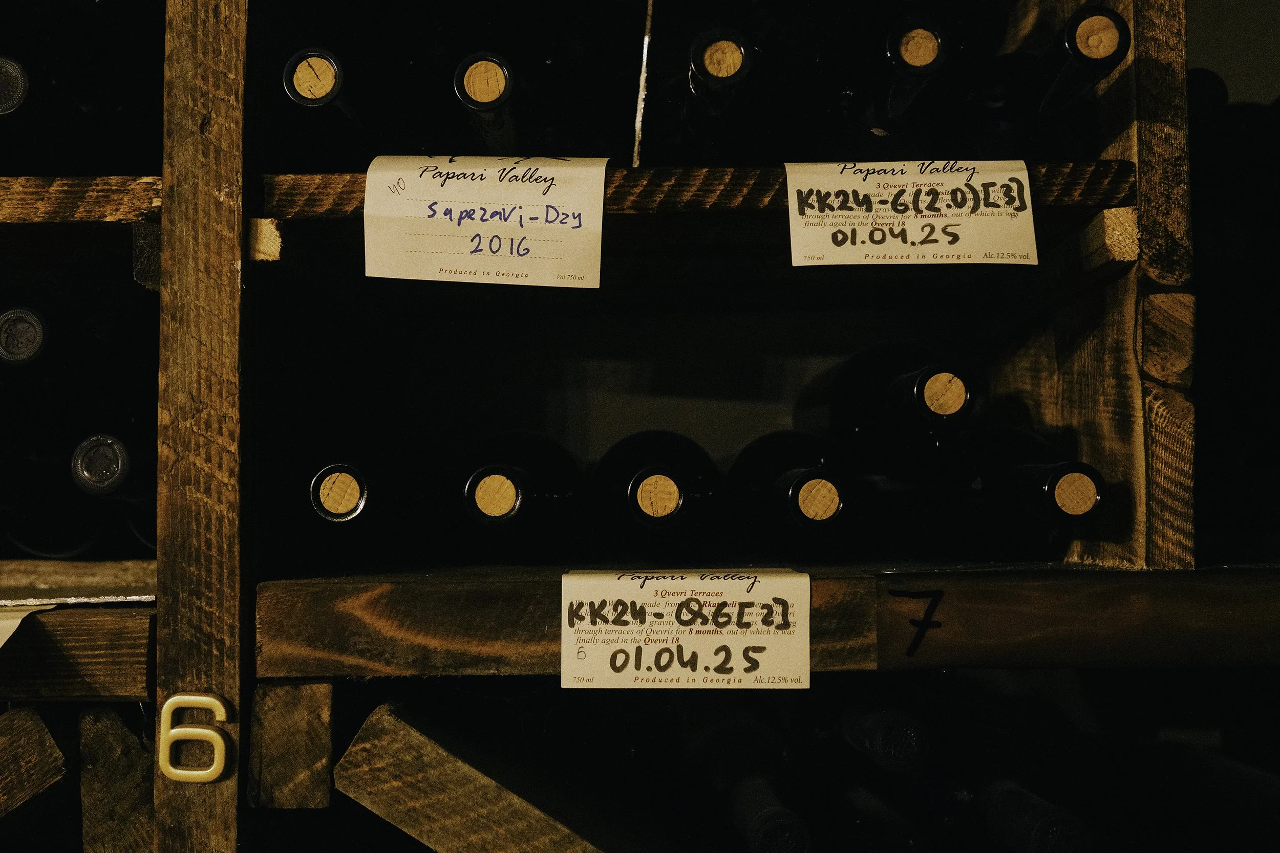 Racks of wine in the Papari Valley cellar.