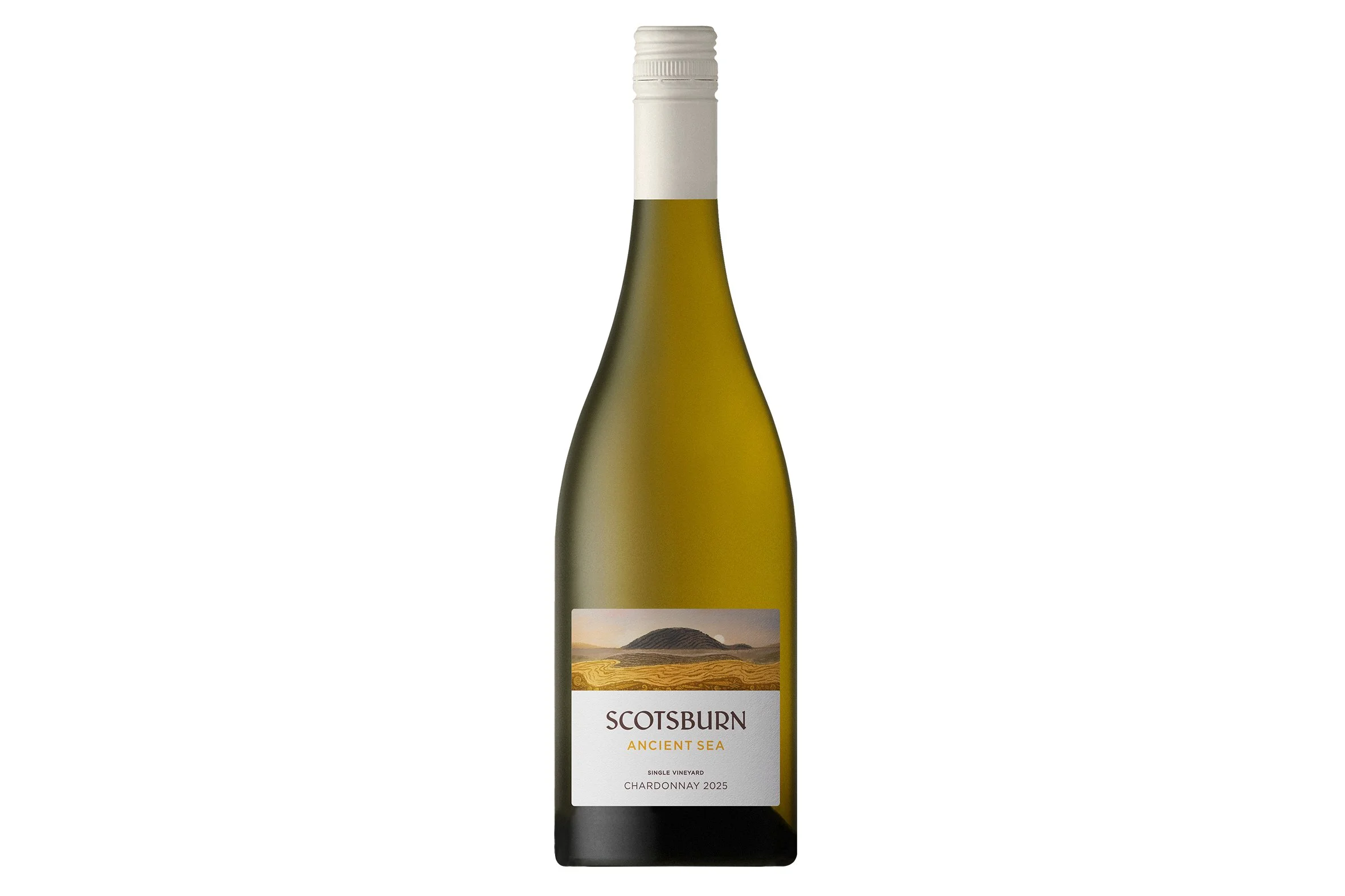 Bottle of Scotsburn Ancient Sea Chardonnay 2025.
