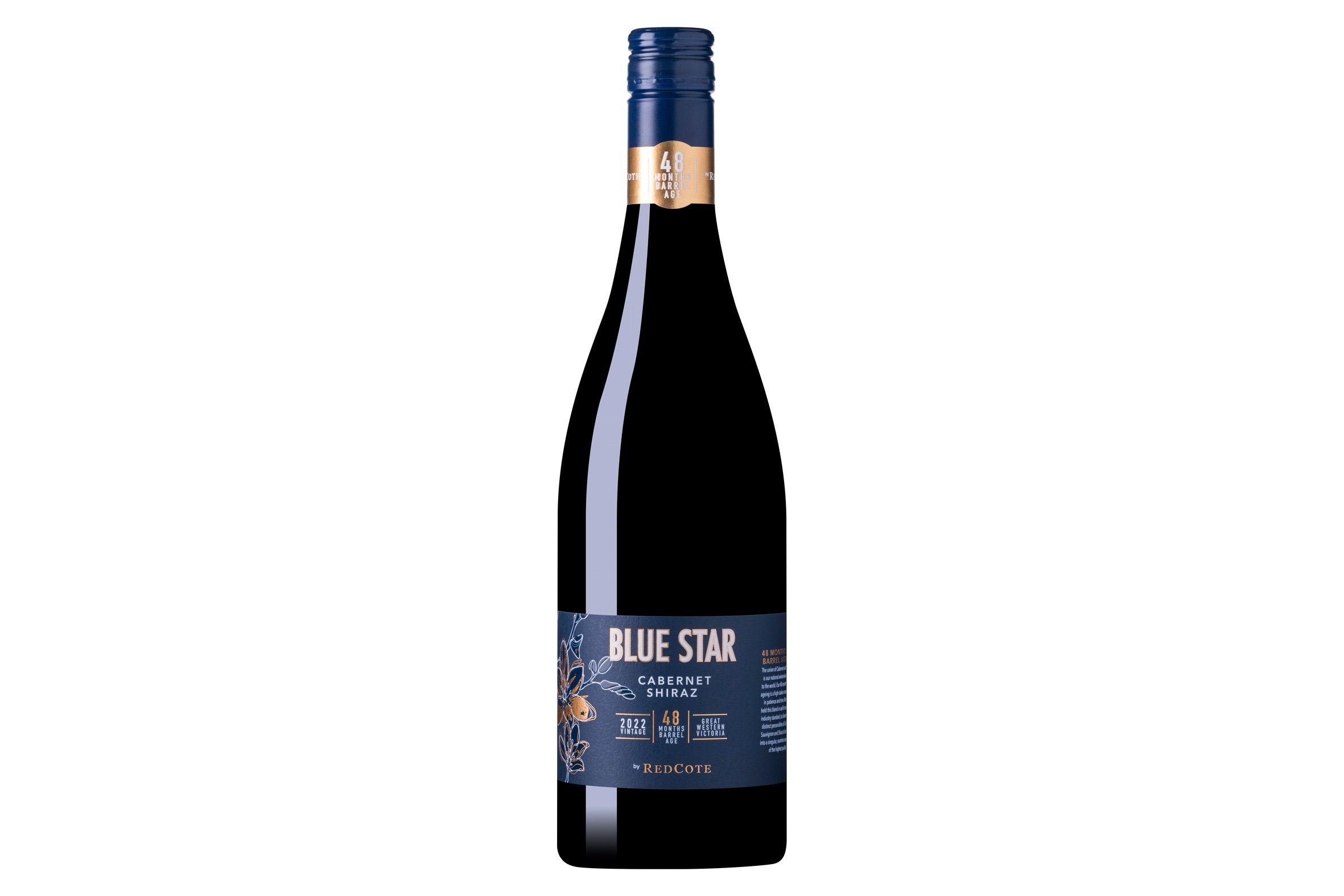 Bottle of Blue Star by RedCote Cabernet Shiraz 2022.