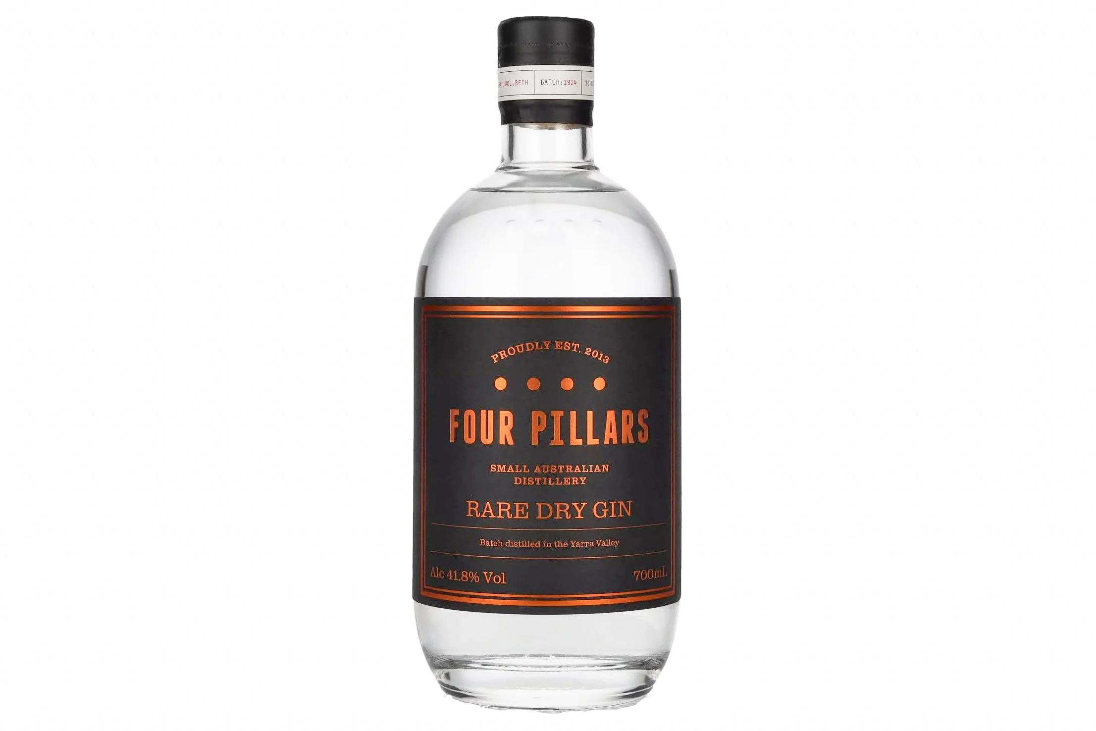 Bottle of Four Pillars Rare Dry Gin being reviewed by Campbell Mattinson.