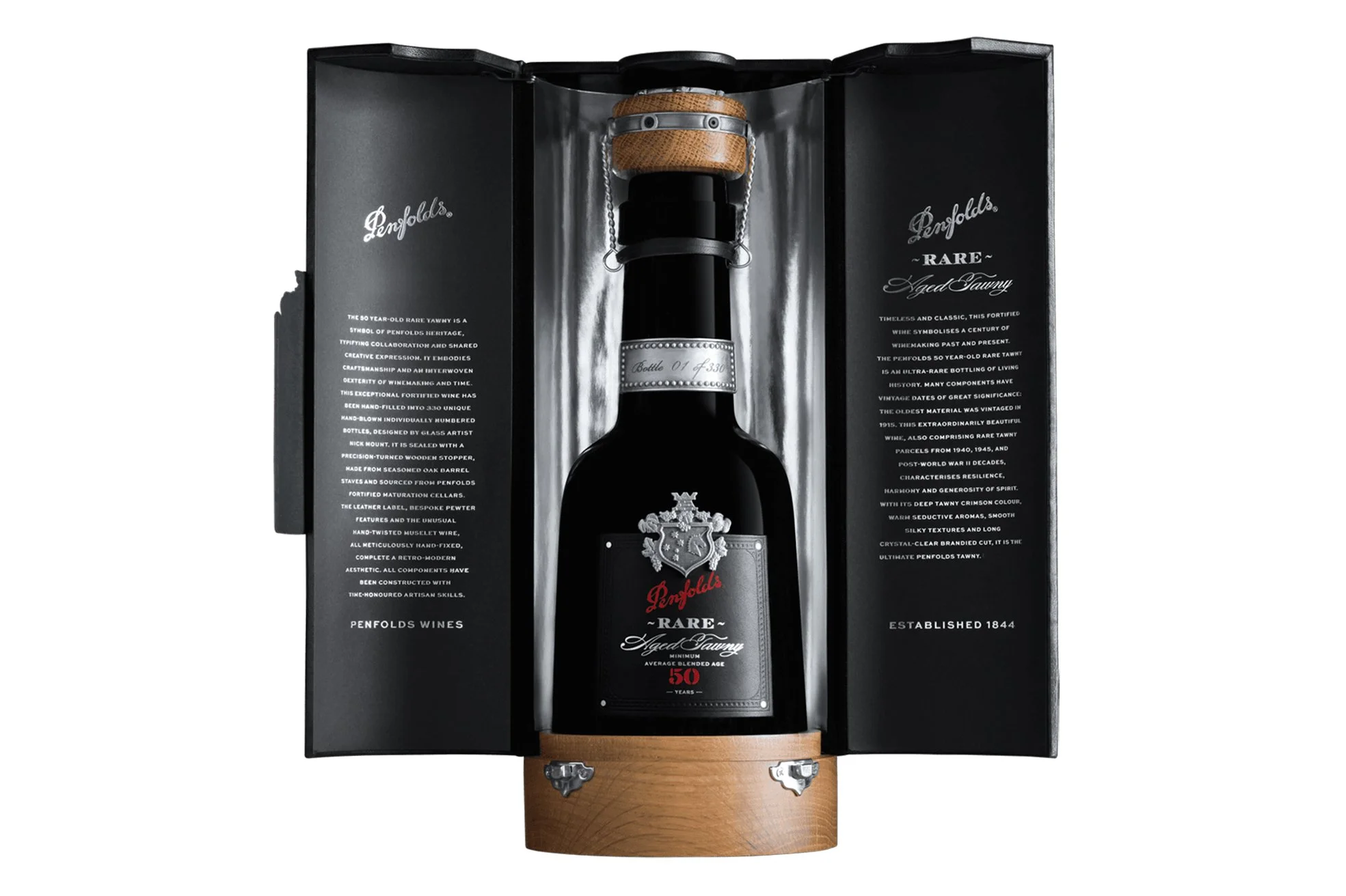 Presentation bottle and box of Penfolds Rare 50 Year Old Tawny Series 3.