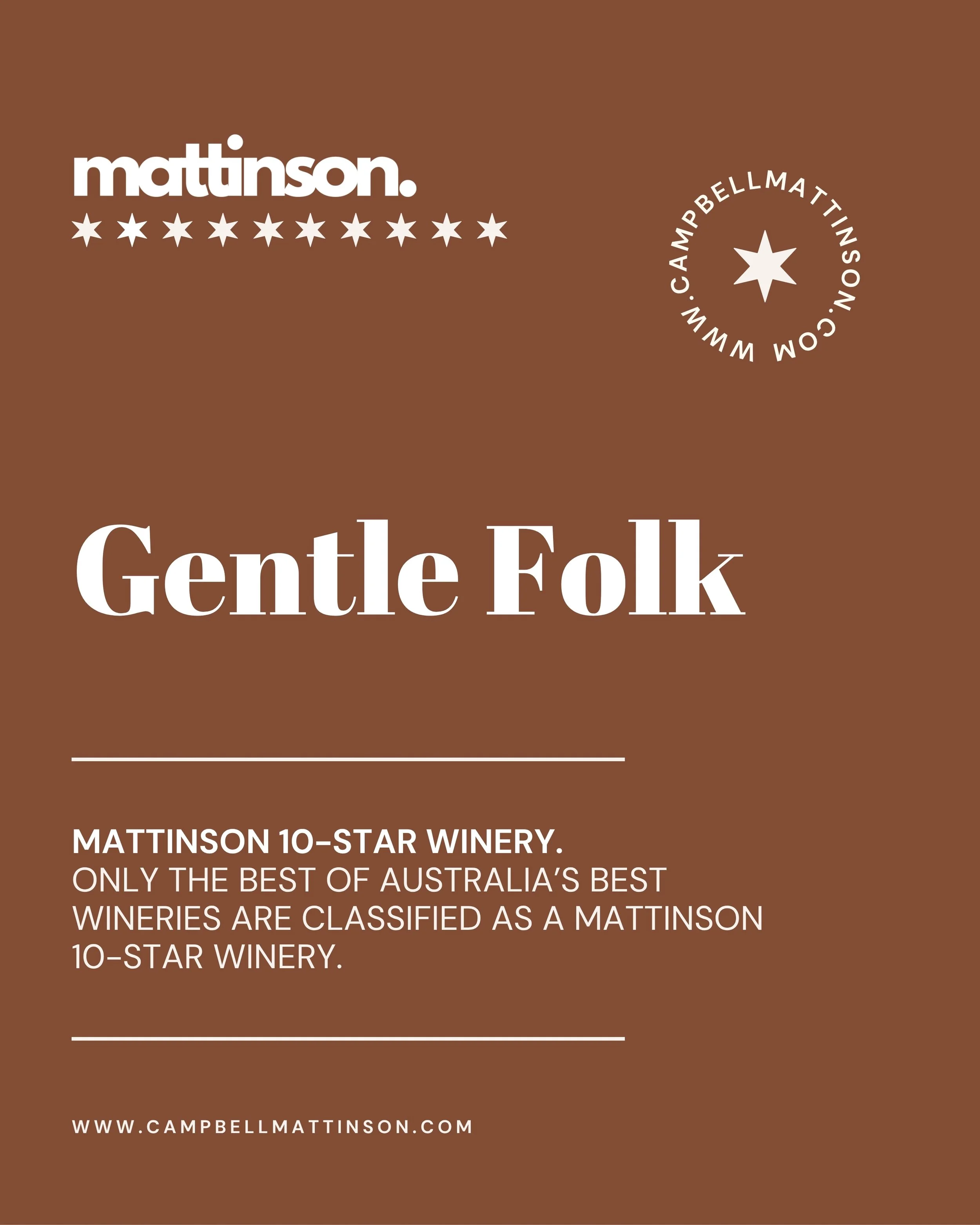 Gentle Folk symbol as an official Mattinson 10-Star Winery.