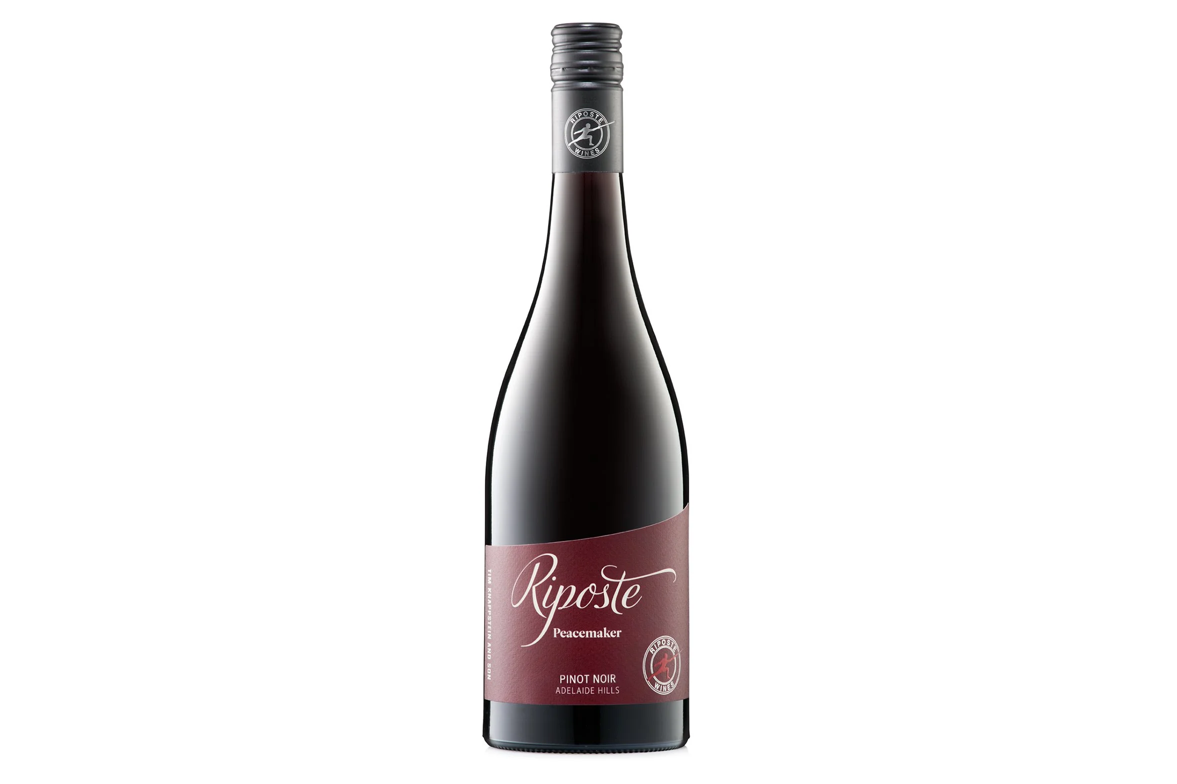 Bottle of Riposte Peacemaker Pinot Noir 2025.
