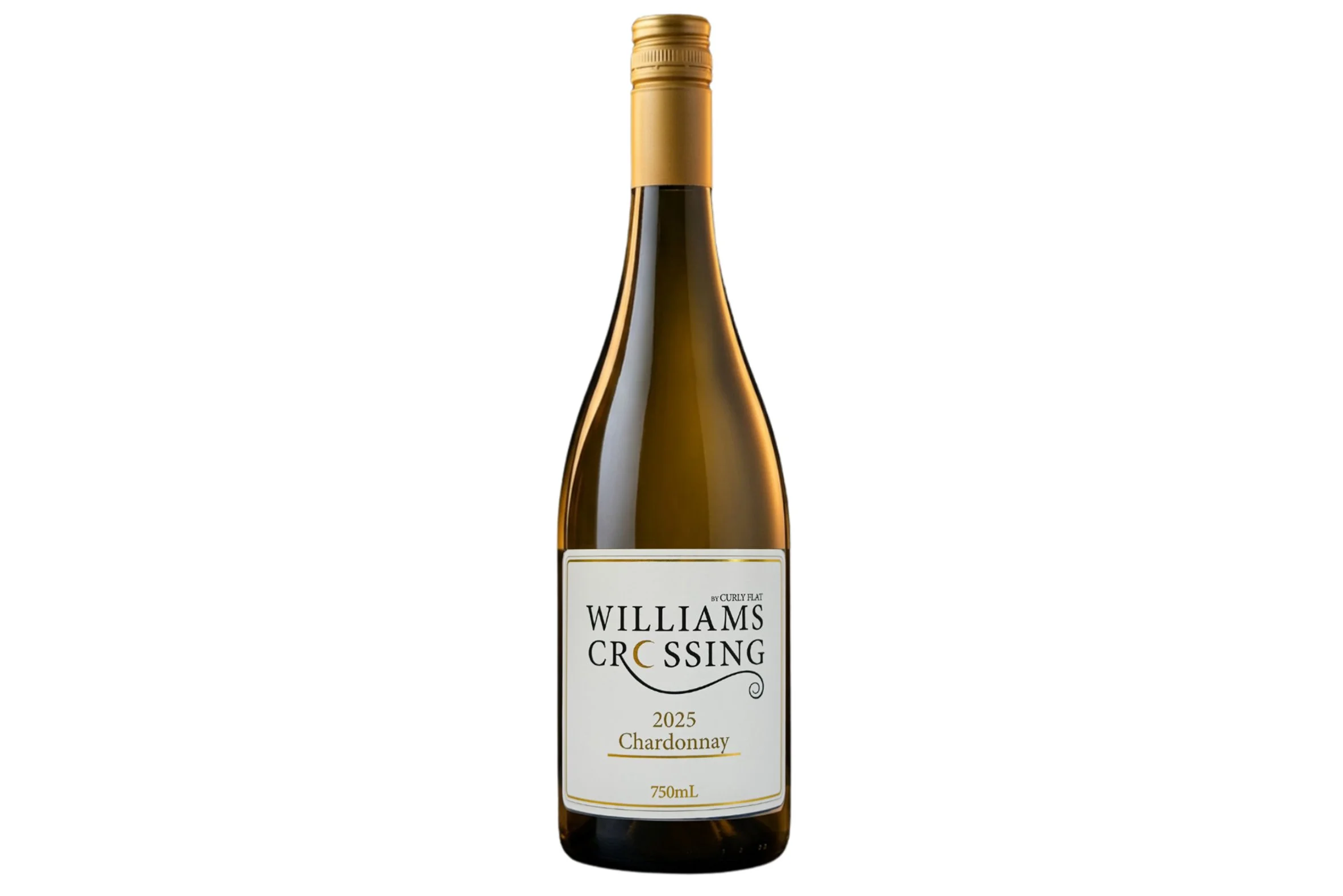Bottle of Curly Flat Williams Crossing Chardonnay 2025.