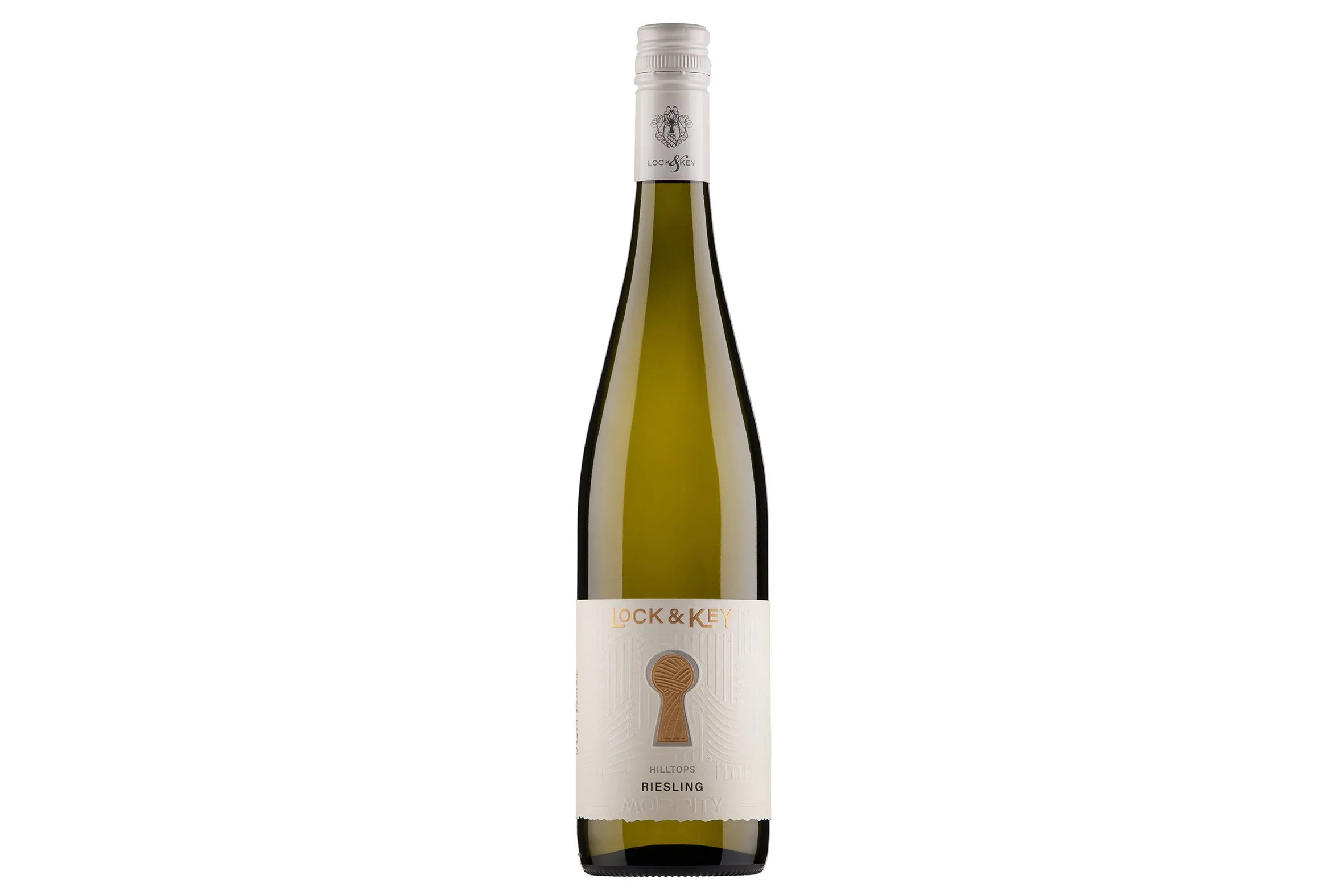 Bottle of Moppity Lock & Key Riesling 2025.