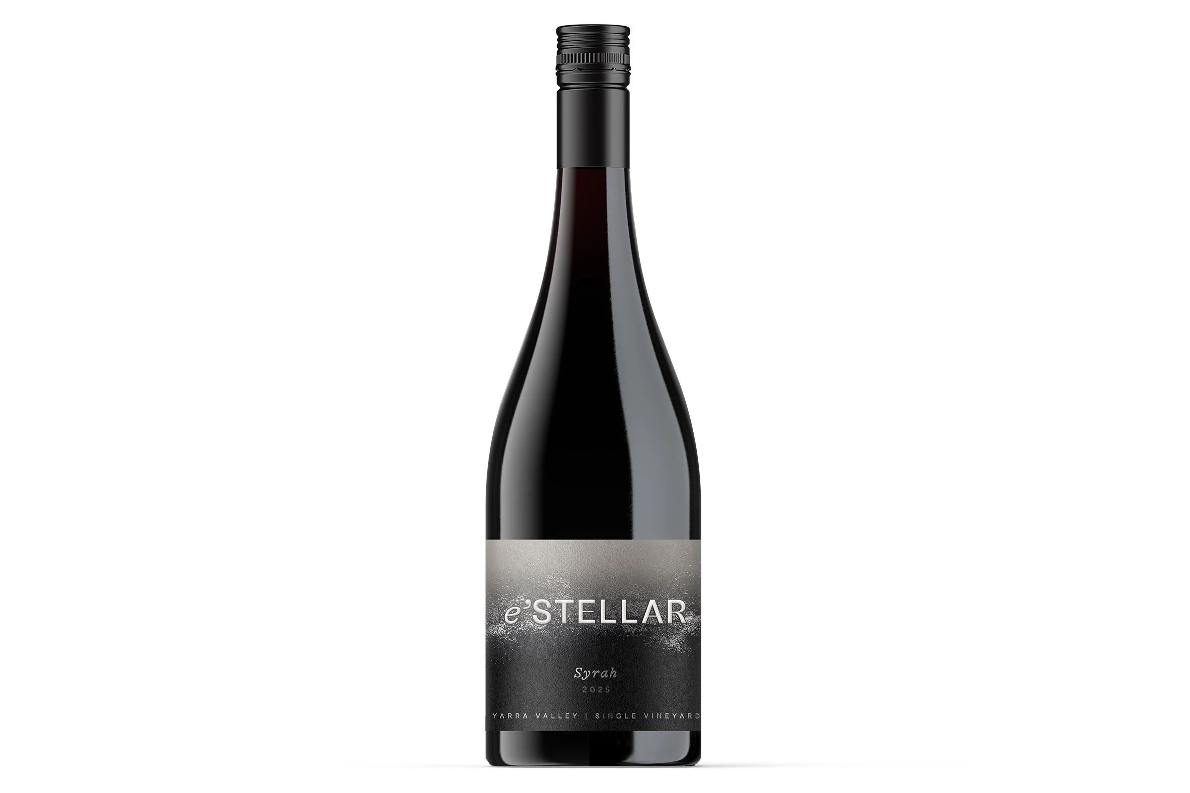 Bottle of e’Stellar Estate Yarra Valley Syrah 2025.