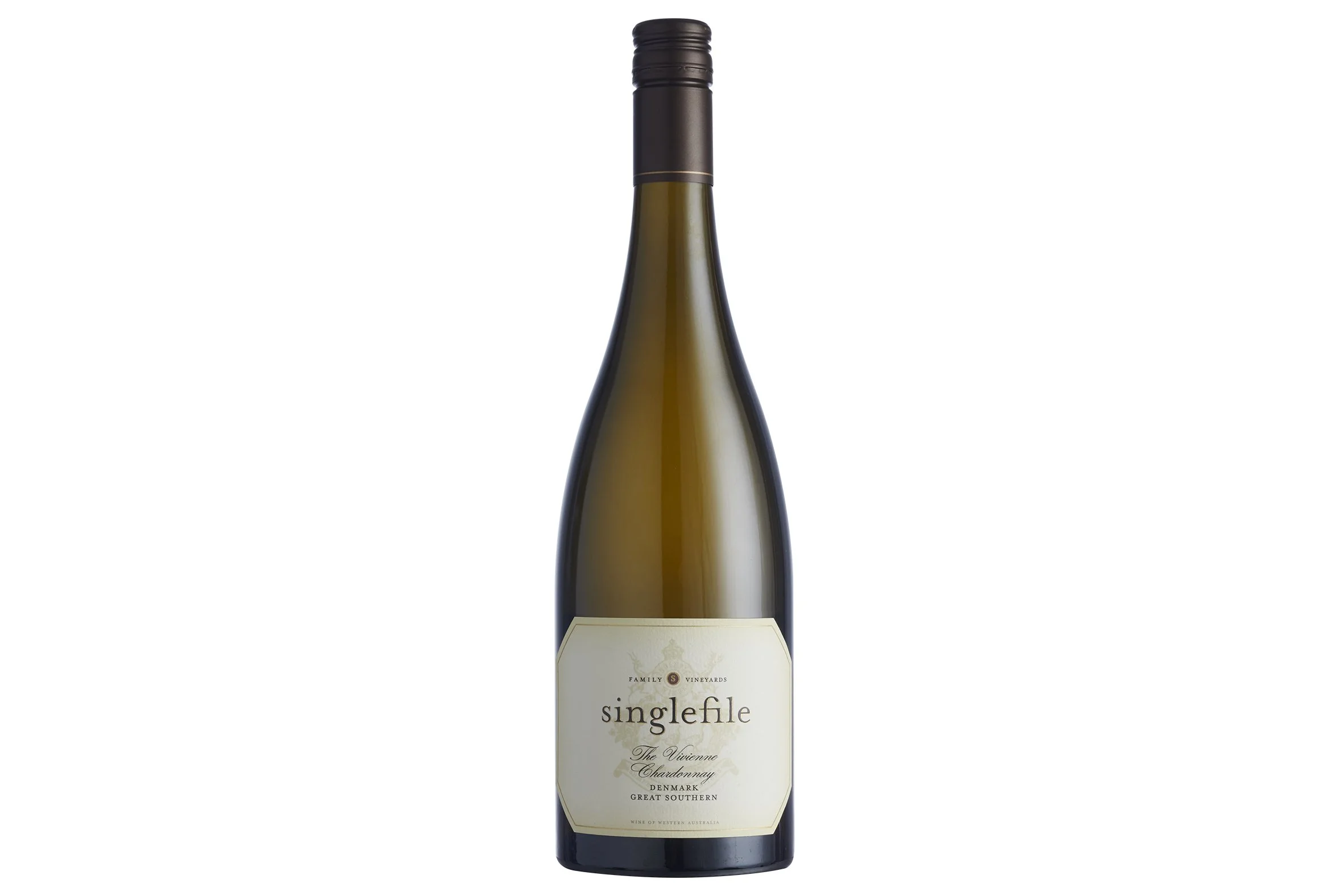 Bottle of Singlefile The Vivienne Chardonnay 2023.