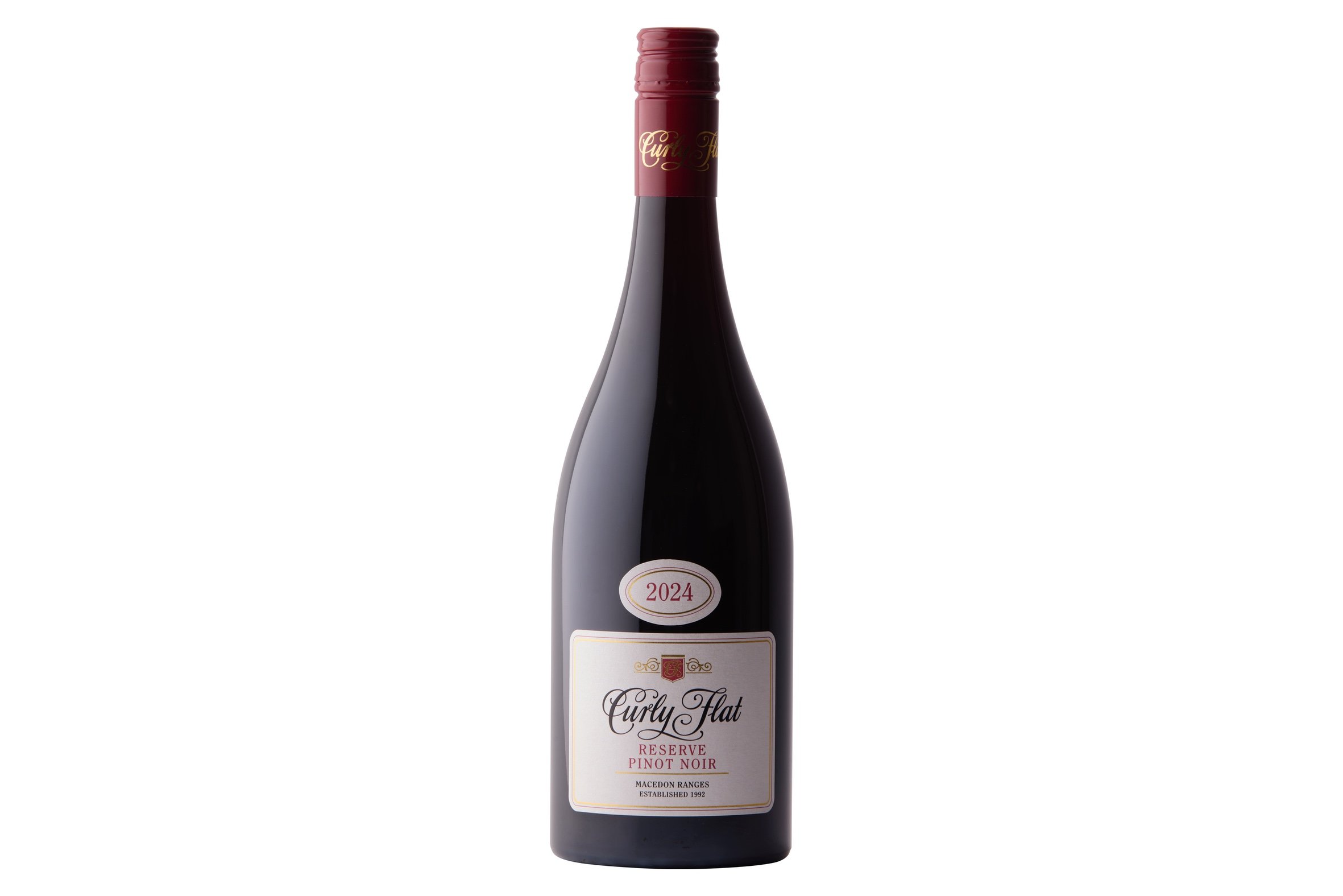 Bottle of Curly Flat Reserve Pinot Noir 2024.