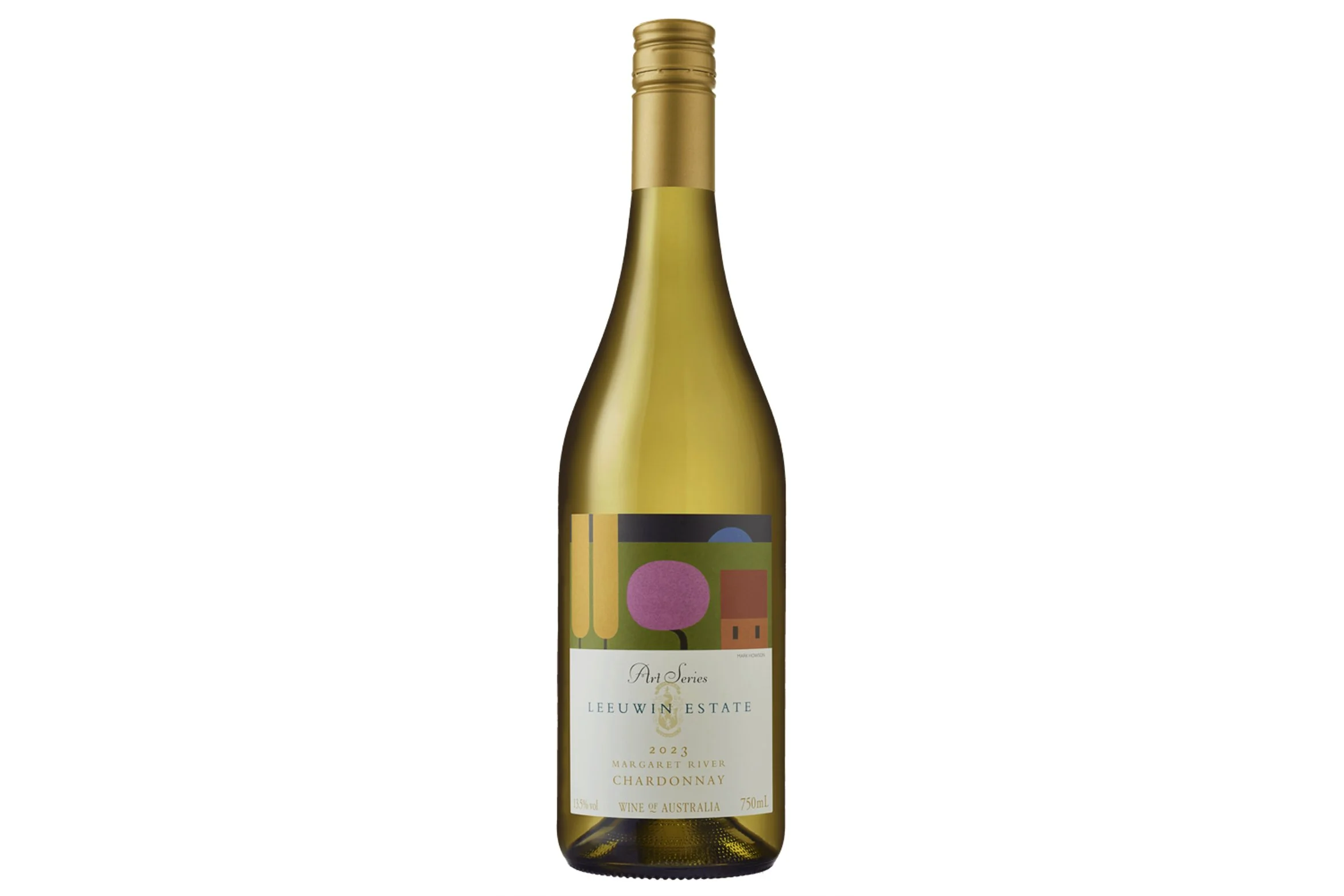 Bottle of Leeuwin Estate Art Series Chardonnay 2023 on a white background.