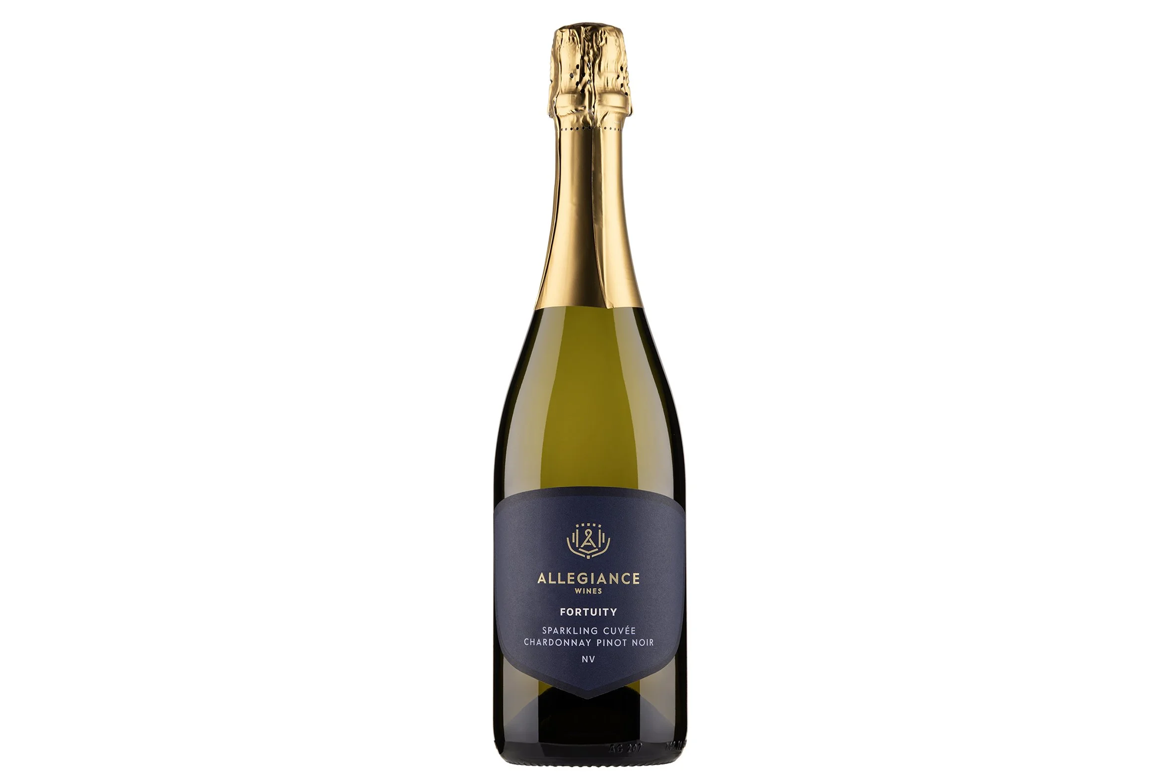 Bottle of Allegiance Wines Fortuity Sparkling Cuvee NV.