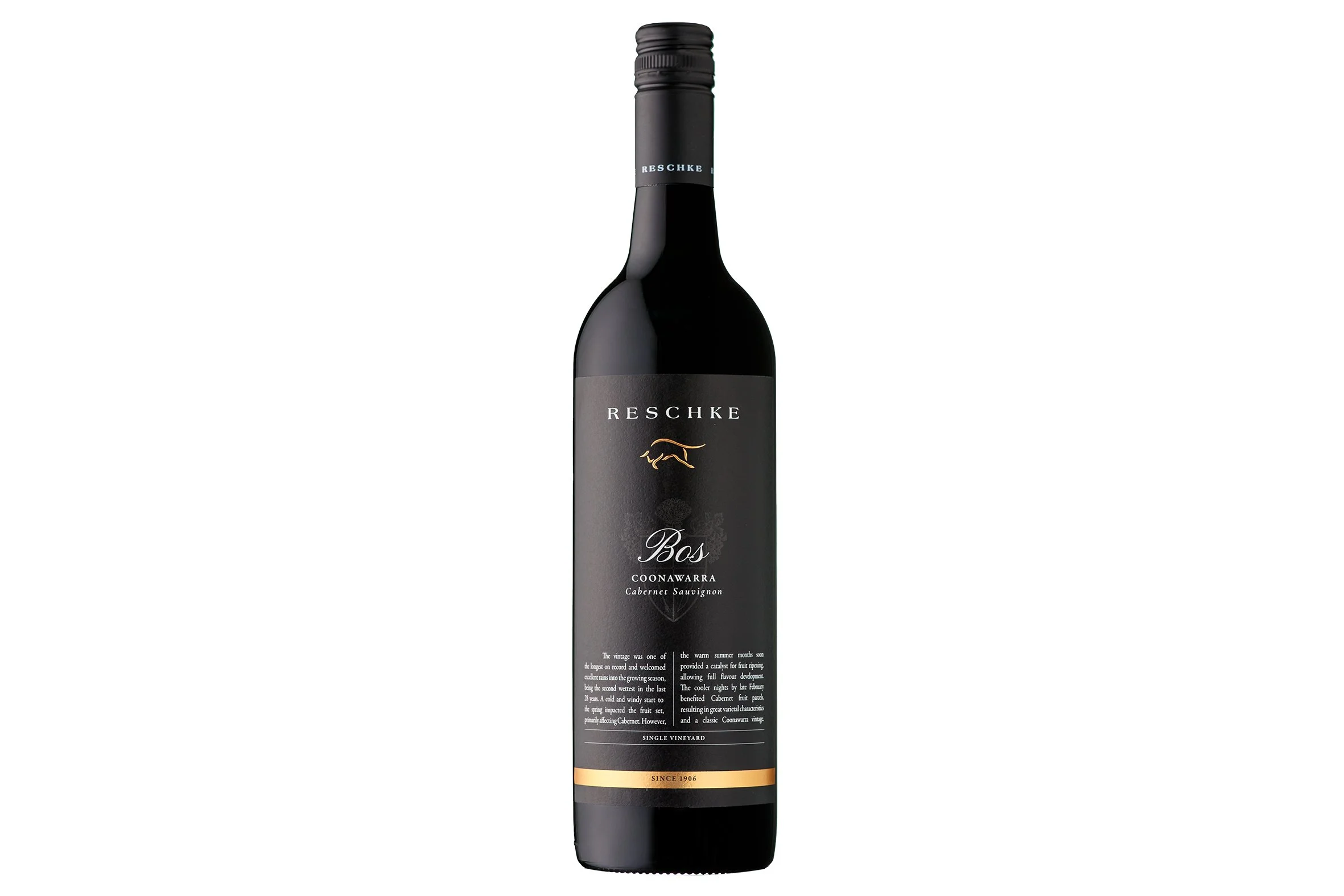 Bottle of Reschke Bos Cabernet Sauvignon 2020.