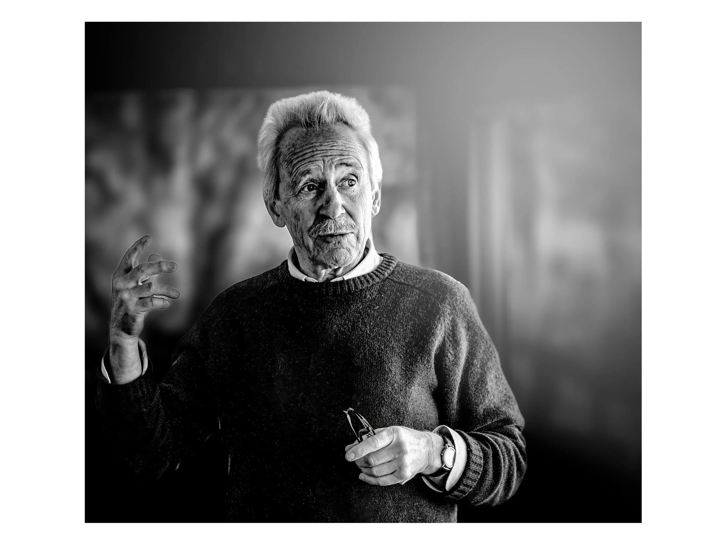 This is a portrait of legendary Ashton Hills winemaker Stephen George  in the wine region of the Adelaide Hills in South Australia. This photograph was taken by photographer Campbell Mattinson, and is copyright Campbell Mattinson.