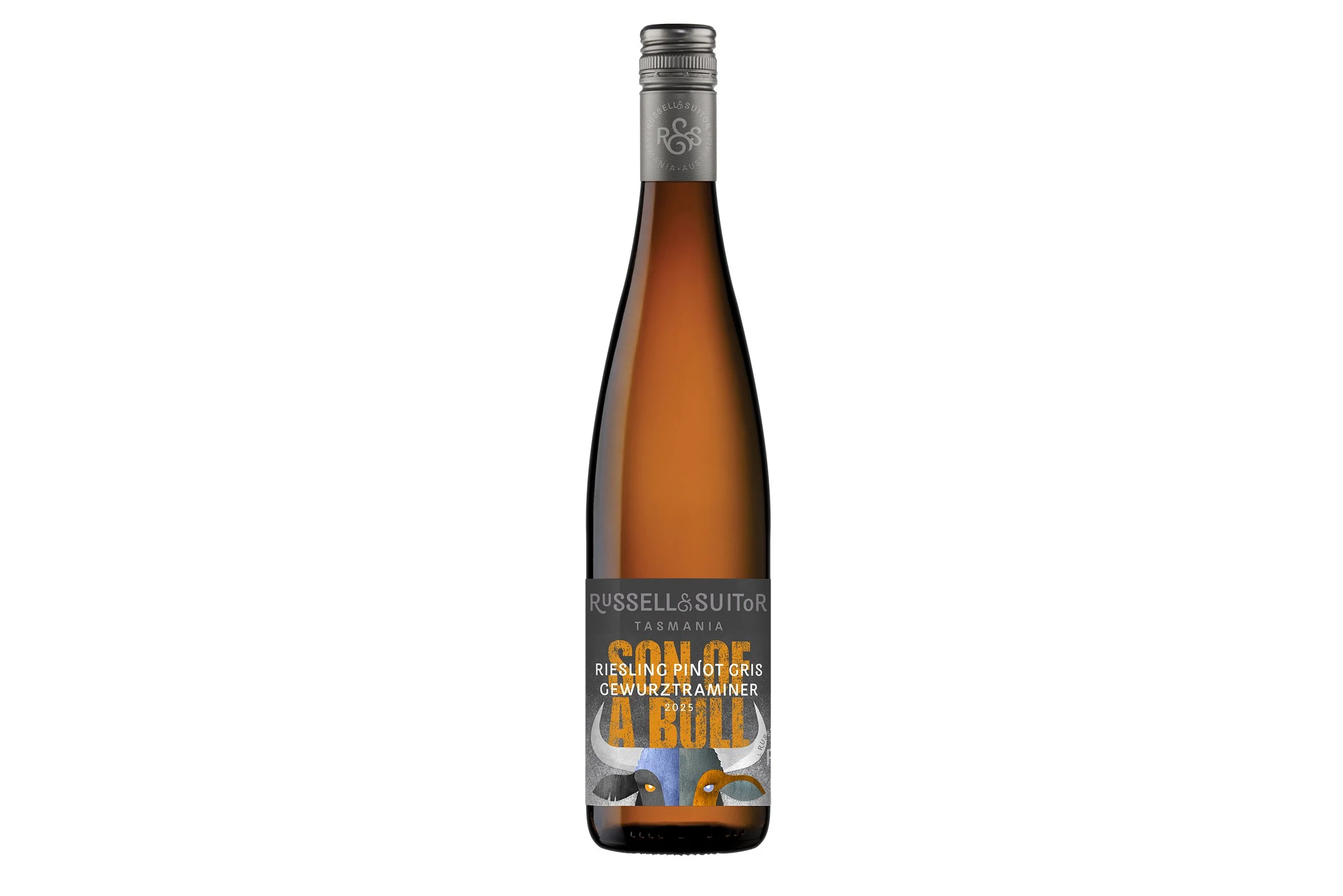 Bottle of Russell & Suitor Son of a Bull Riesling Pinot Gris Gewurztraminer 2025.