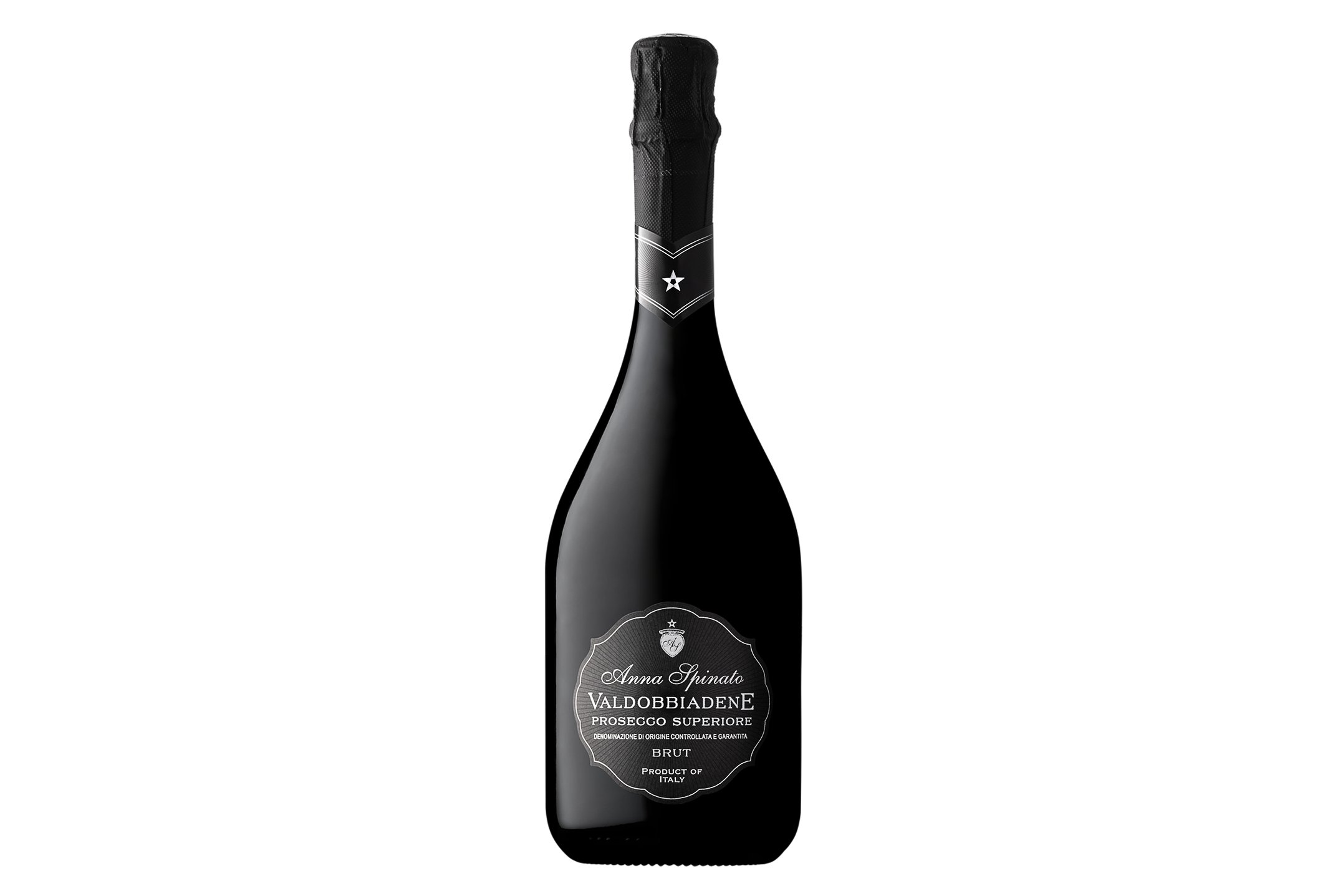Bottle of Anna Spinato Valdobbiadene Prosecco Superiore Brut DOCG 2025.