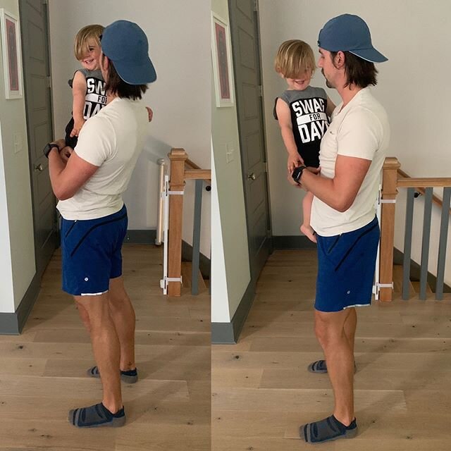 Dads can get flat booties postpartum too😂
.
.
.
My partner in crime is always saying his lower back hurts ... I wonder why? .
.
.
The picture on the left is a ✖️
.
.
.
This posture can cause pain and the inability for the glute muscles the kick in .
