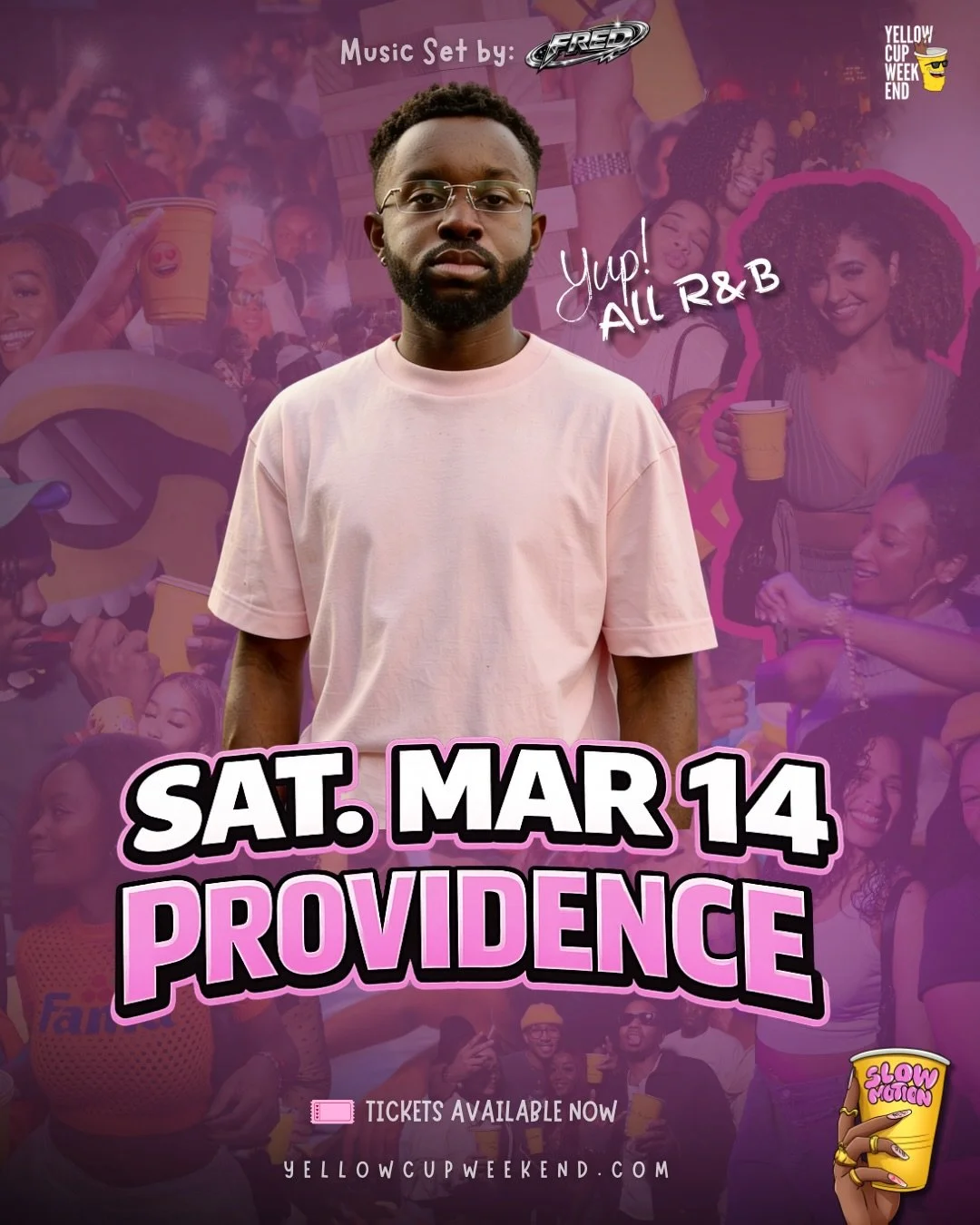 Get ready PVD! @djfred__ is making his Yellow Cup Weekend debut at @fetemusic on March 14! 7PM, all R&amp;B! Bro said He&rsquo;s going in! 🎉