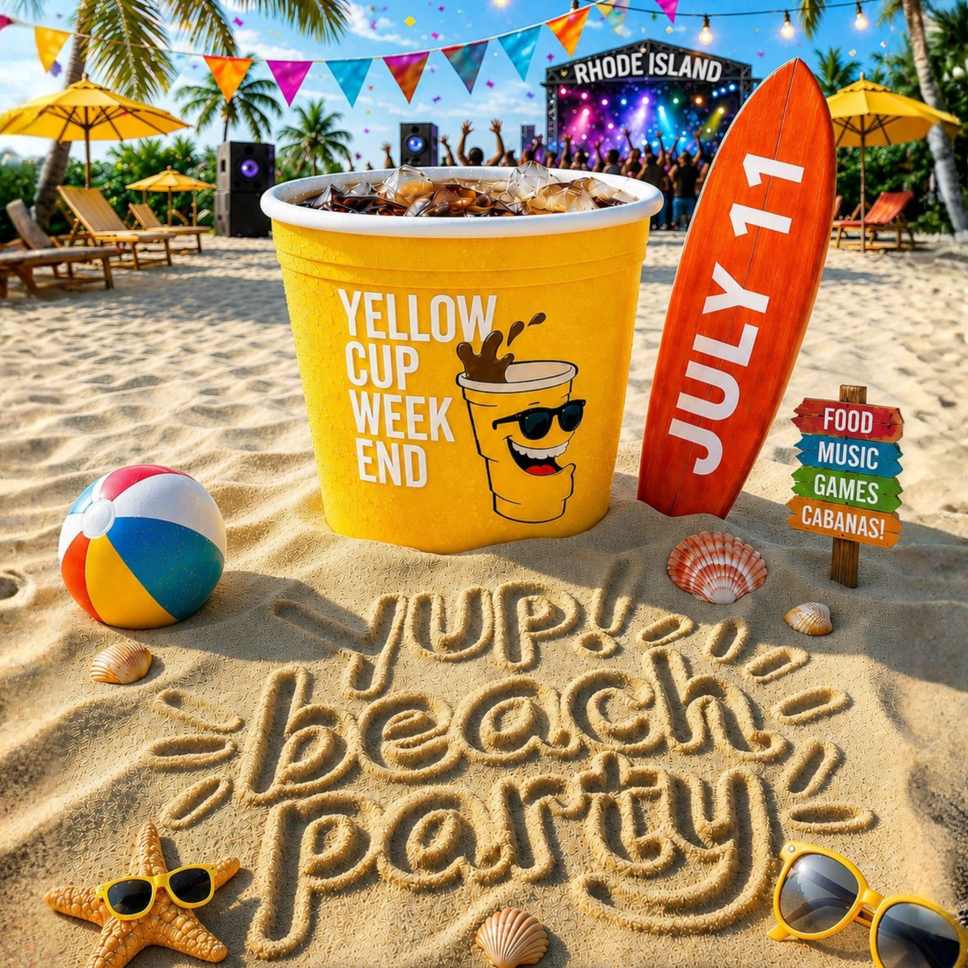Yellow Cup Weekend - BEACH PARTY- WesTERLY, RI