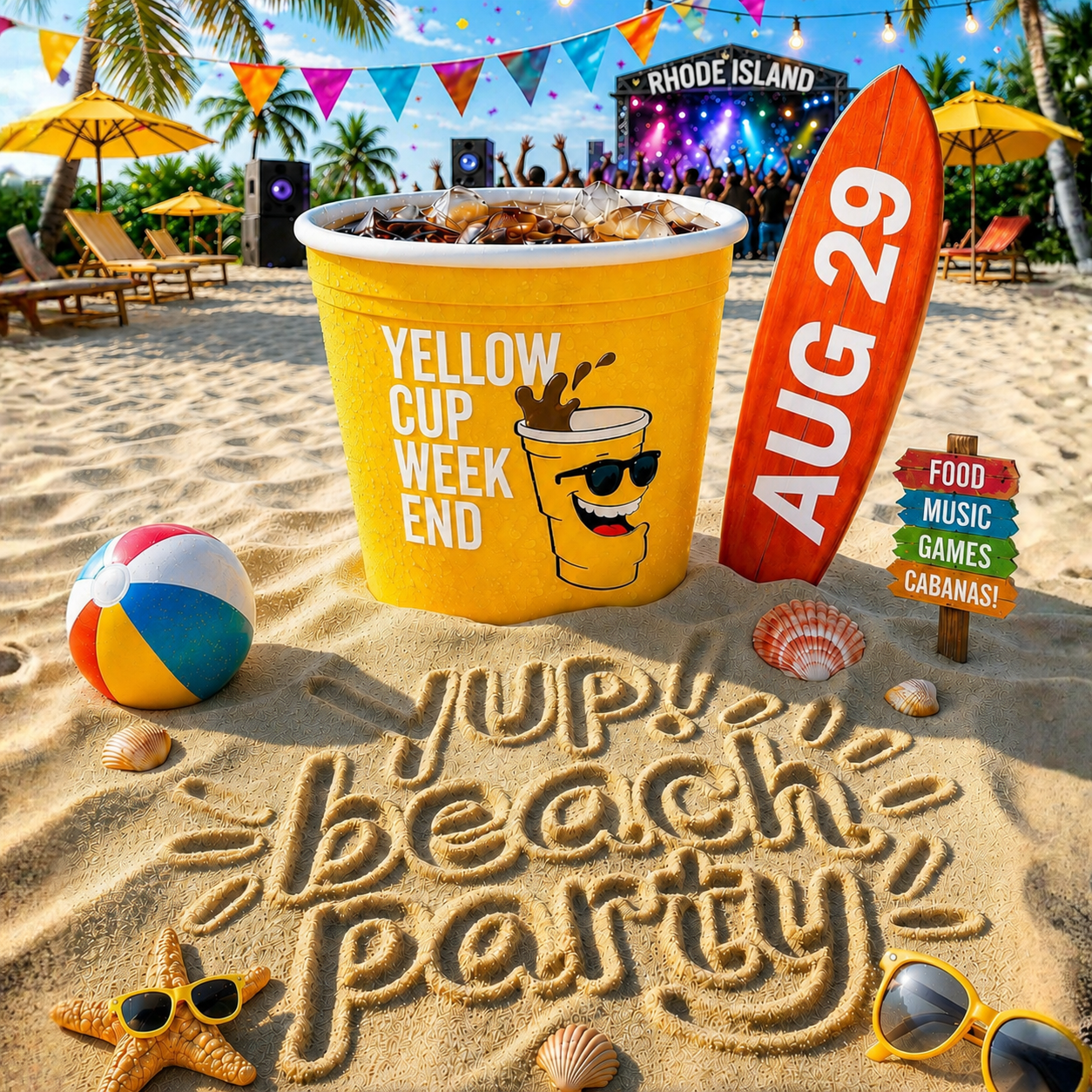 Yellow Cup Weekend - BEACH PARTY- WesTERLY, RI