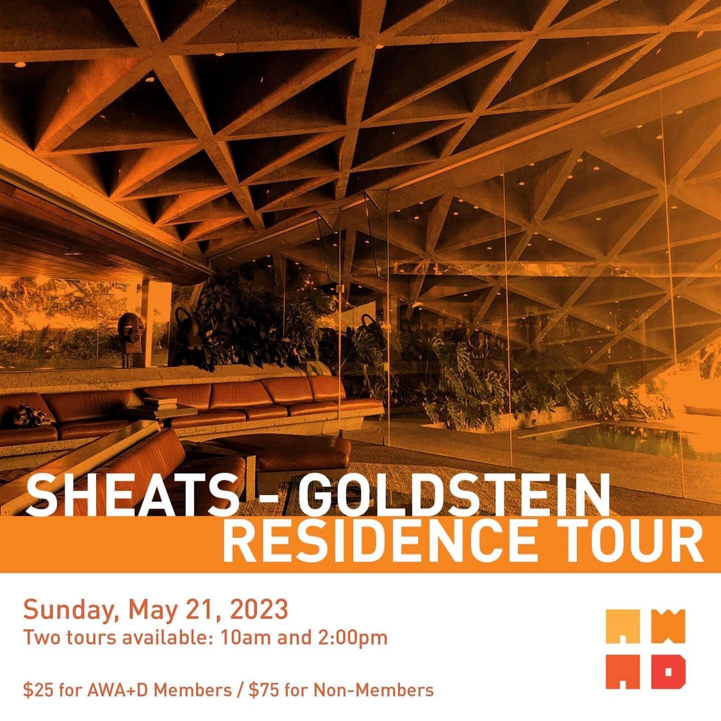 Sheats-Goldstein Residence Tour

Sunday, 05/21 @ 10:00AM
📍Sheats-Goldstein Residence

**2pm tour is SOLDOUT!

We are thrilled to be resuming our annual AWA+D exclusive tour of John Lautner&rsquo;s 1963 masterpiece: the Sheats-Goldstein residence.  I