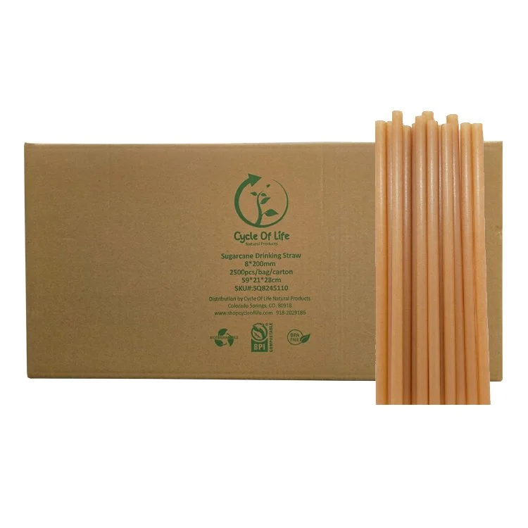 Sugarcane drinking straw 8mm unwrapped box with straws.jpg