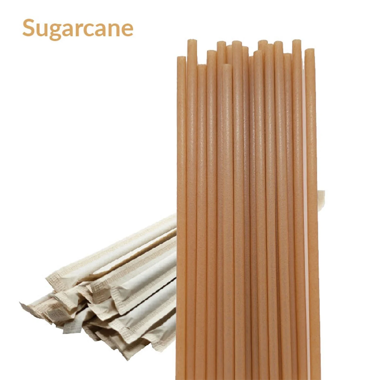 Sugarcane Drinking Straws 6mm x 8.25" 3,000 Paper Wrapped