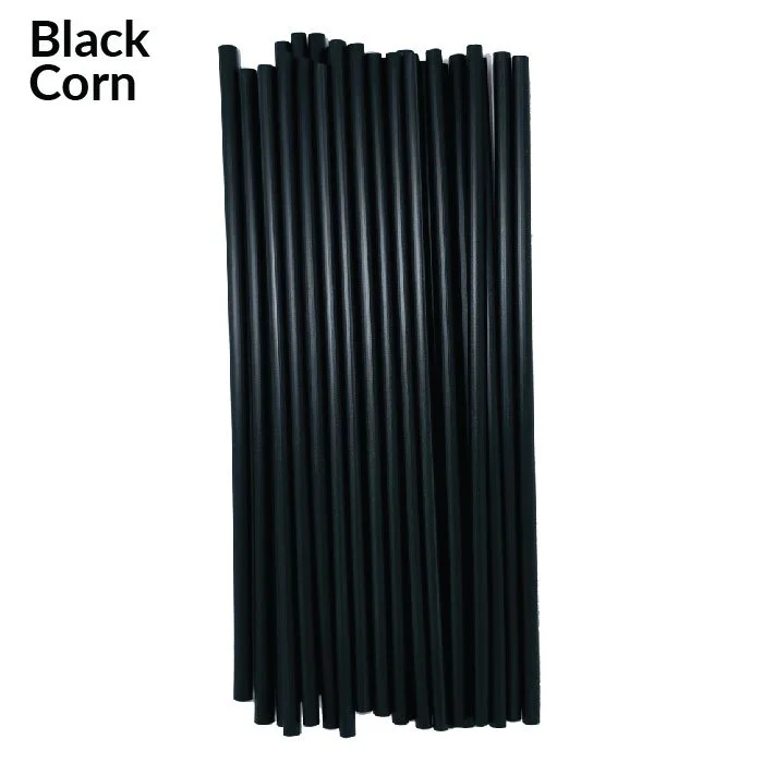 Black Corn Drinking Straws 5.5mm x 7.75" 5000 Unwrapped