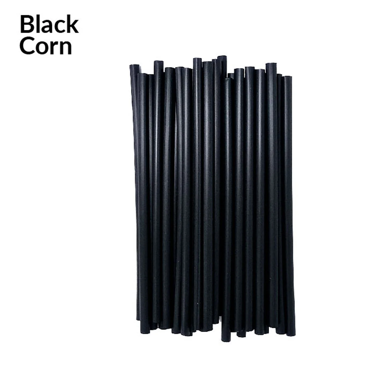 Black Corn Cocktail Straws 5.5" x 5.5mm 5000 Unwrapped