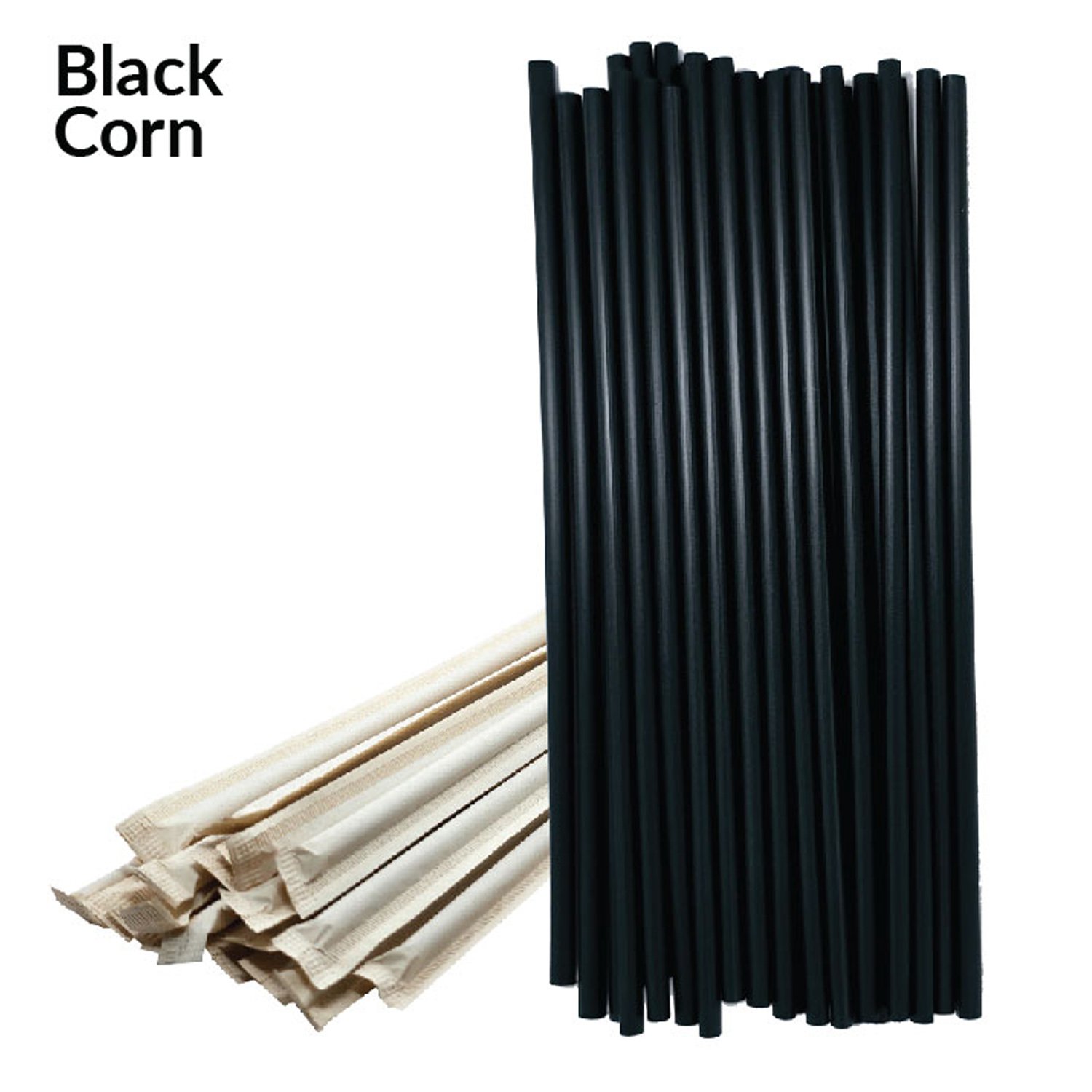 Black Corn Drinking Straws 5.5mm x 7.75" 3000 Paper Wrapped