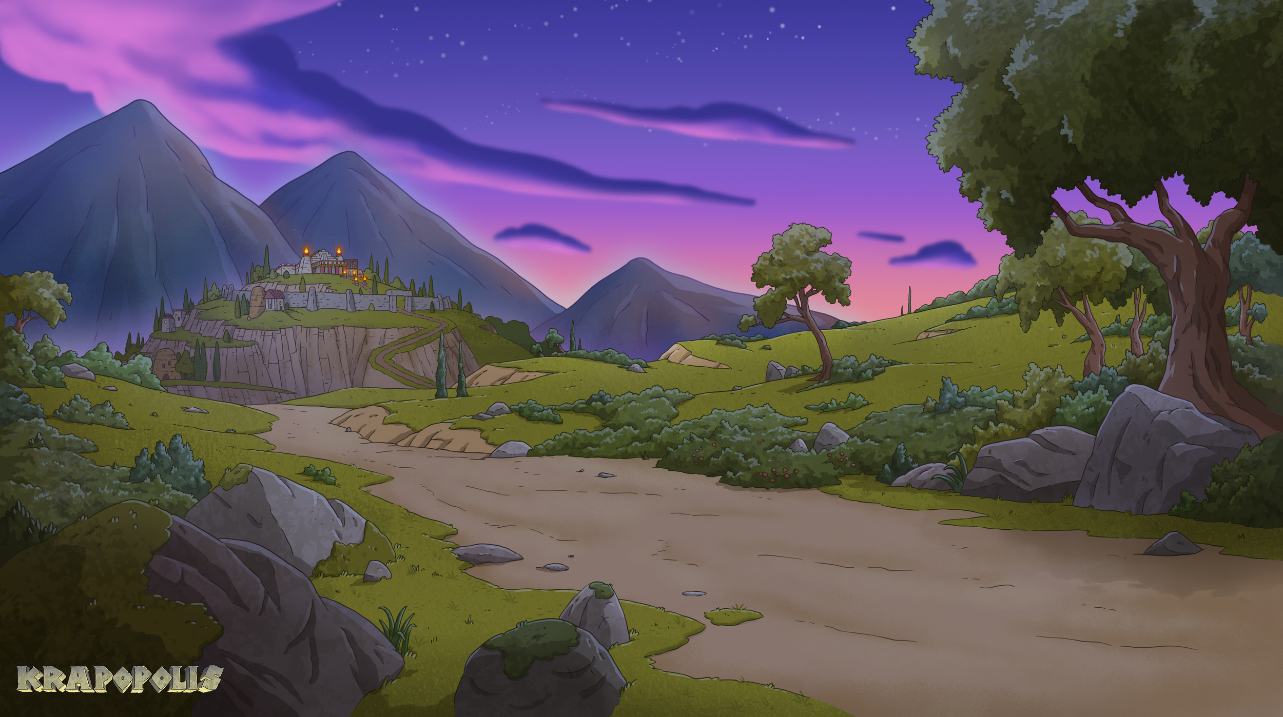 Krapopolis_ForestEdgeExtHillCityDusk.png