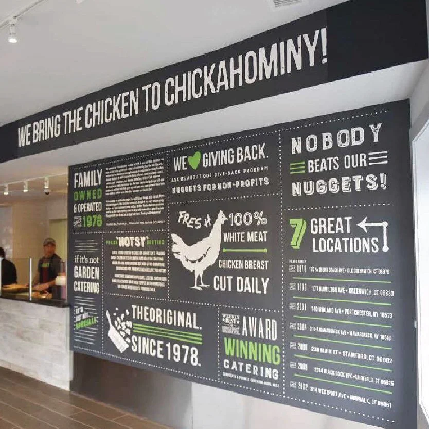 Our branding wall design from one of our favorite rebrands! #gardencatering 
.
.
.
.
#interiorsignage #branding #rebrand #design #business #design #brandinginspiration #brandingdesign #graphicillustration #designstudio