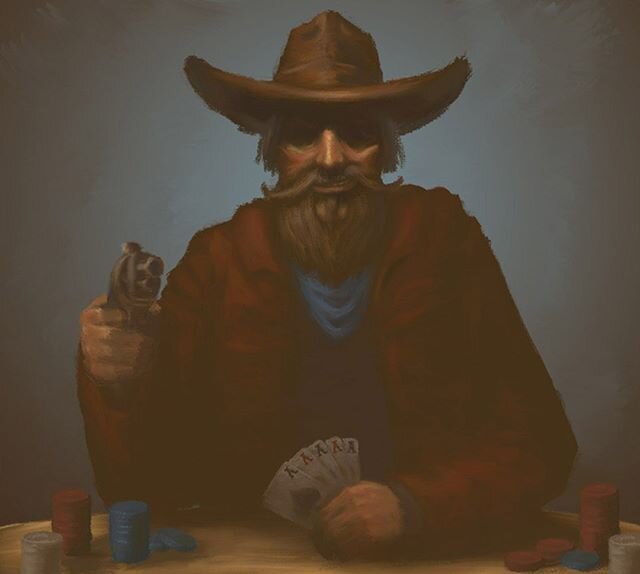 Outlaw at a poker table

#cowboy #digitalpainting #digitalartwork #poker #pokertable #cheating #outlaw #photoshop #adobe #painting