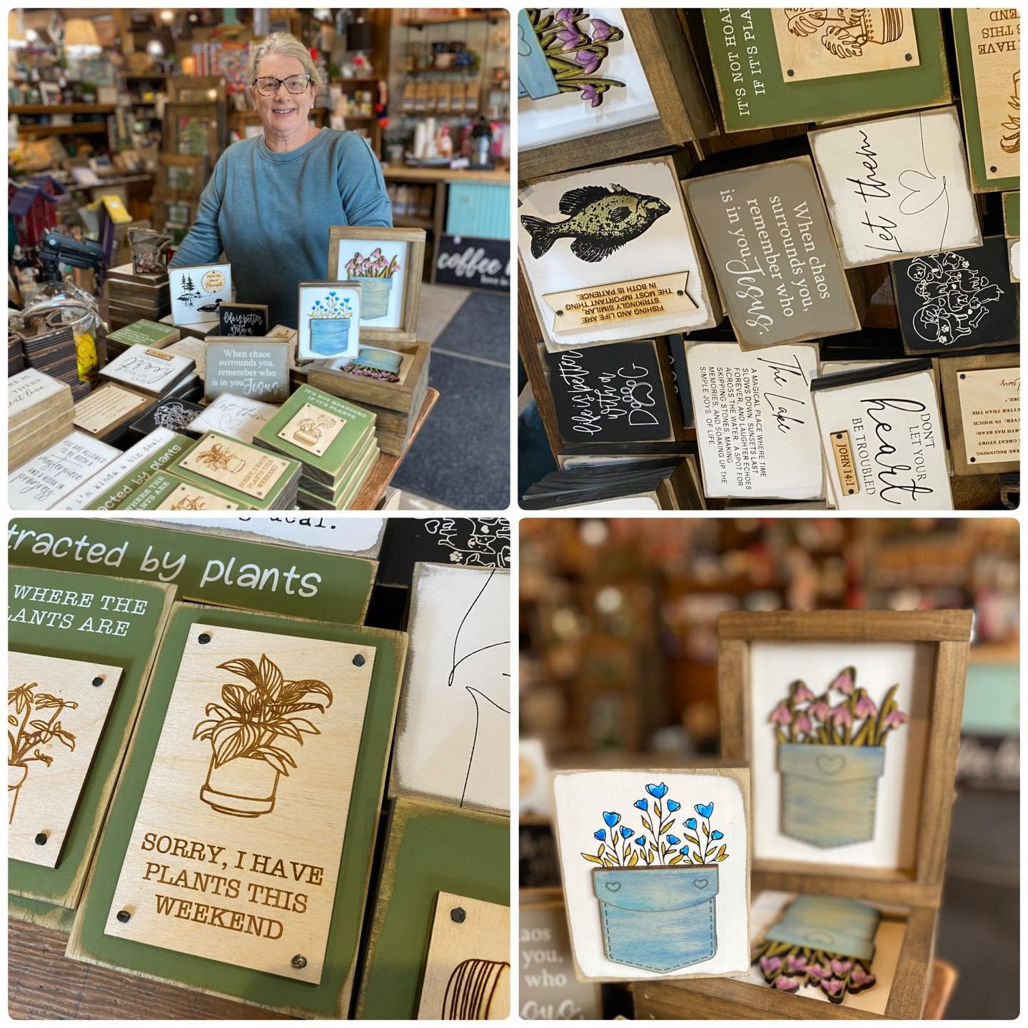 And this is how you do awesome, creative, funny, heartfelt and relatable art. Lynn from Red Geranium Studios by Lynn has dropped off sooooo many little shelf sitter signs - and some decor wall art too! 😊

Barn Hours:
Monday - Saturday 10am-5pm 
Wedn