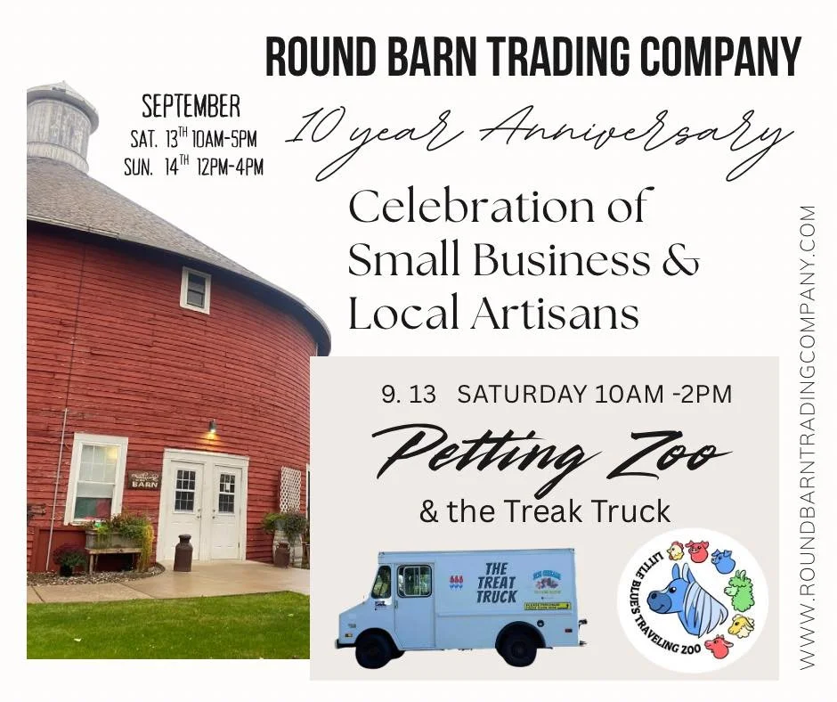 🐓🐏🐖🐐🐷🐮🐴 Little Blue&rsquo;s Traveling Zoo will be here celebrating our 10yr Anniversary with us! 
SATURDAY 10am-2pm  9.13
