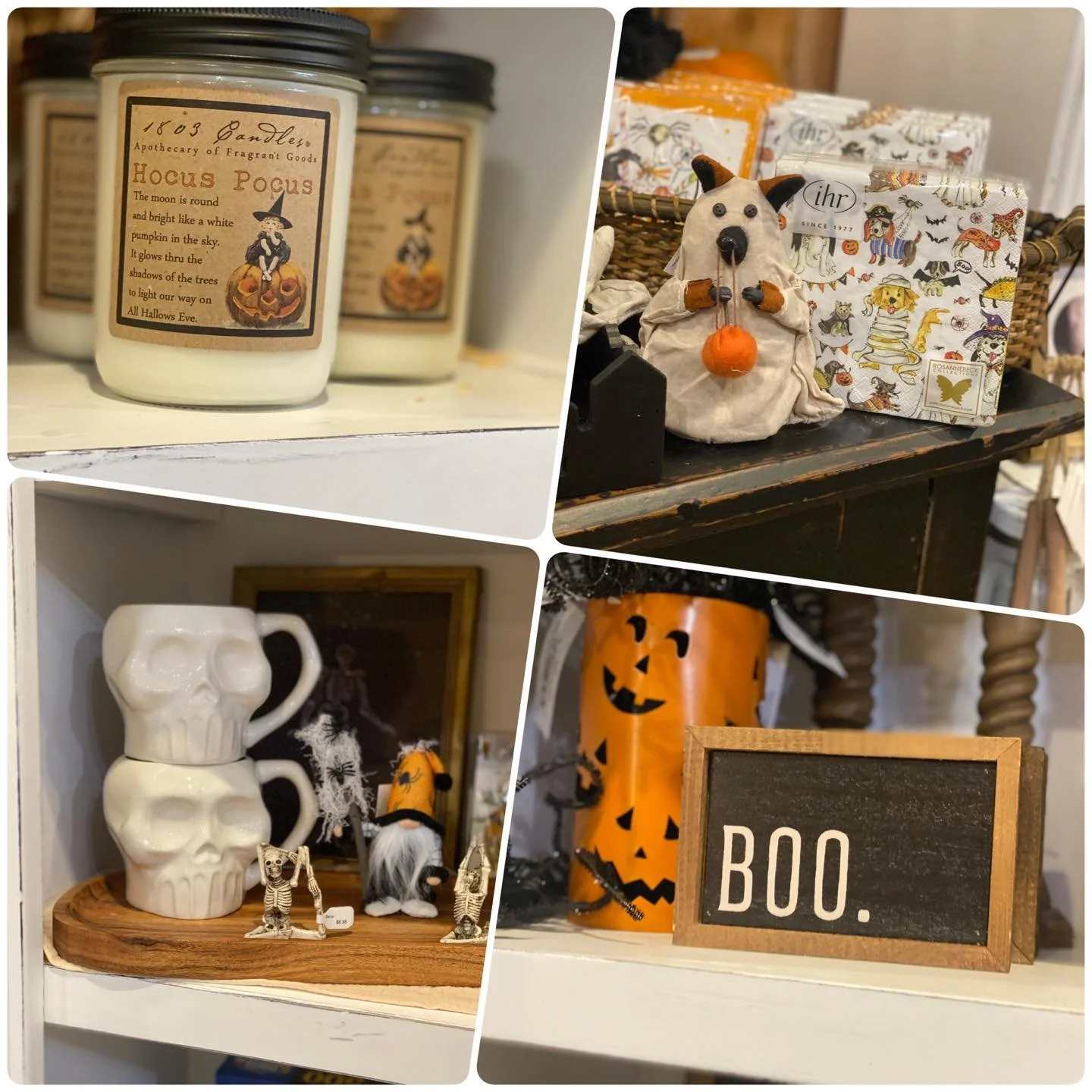 b00. 💀🕷️. It doesn&rsquo;t take much to activate the spooky mood&hellip;.candles, napkins, decor and gifts for your friend that loves Hocus Pocus.🖤

#handcrafted #FoundItInTheBarn #shoplocalmn #shoplocal