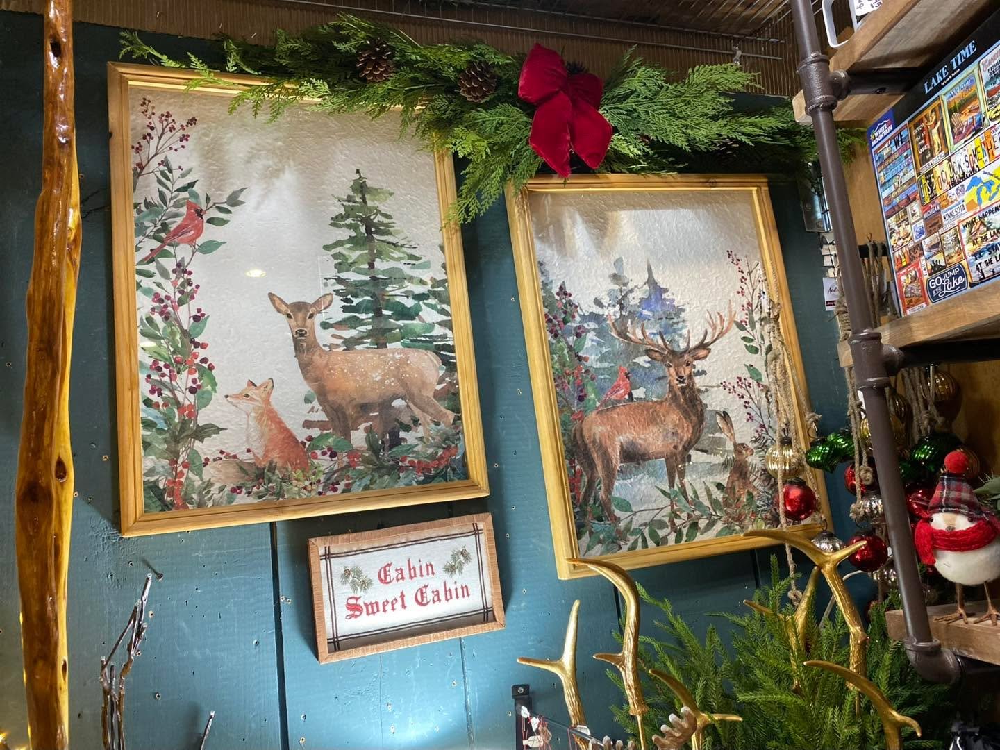 Step inside the Cabin Sweet Cabin corner of The Barn &mdash; where the woodland charm and holiday magic meet. 🌲✨
These winter wildlife prints bring all the calm, cozy cabin vibes&hellip; deer, fox, cardinals, evergreens &mdash; everything we love ab