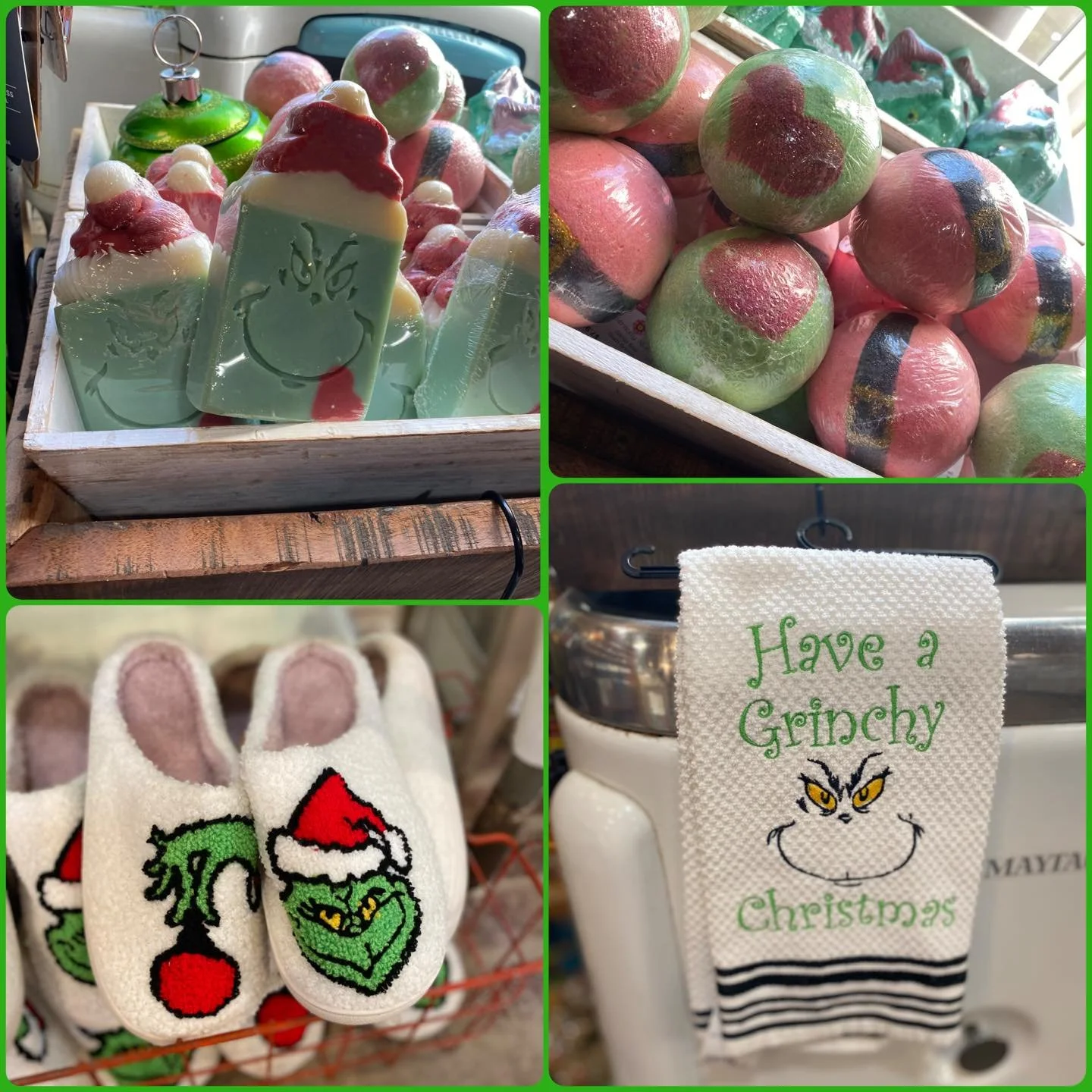 ❤️💚 Our locally made, handcrafted &ldquo;The MEAN ONE&rdquo; soaps from Sarah Girl Soaps are back &mdash; and they&rsquo;re as delightfully silly as ever. From that mischievous grin to the Christmasy swirls, these bars smell amazing, look adorable, 