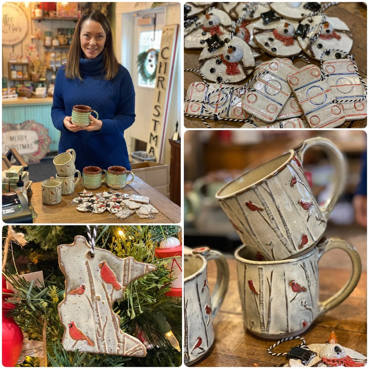 Artisans keep the good stuff coming!! Becky with Odd Frog Pottery just stopped in and she has the most unique pottery pieces&hellip;. From ornaments to mugs, sugar keepers to welp more mugs, trays to more mugs. Never too many pottery mugs!! Seeing th